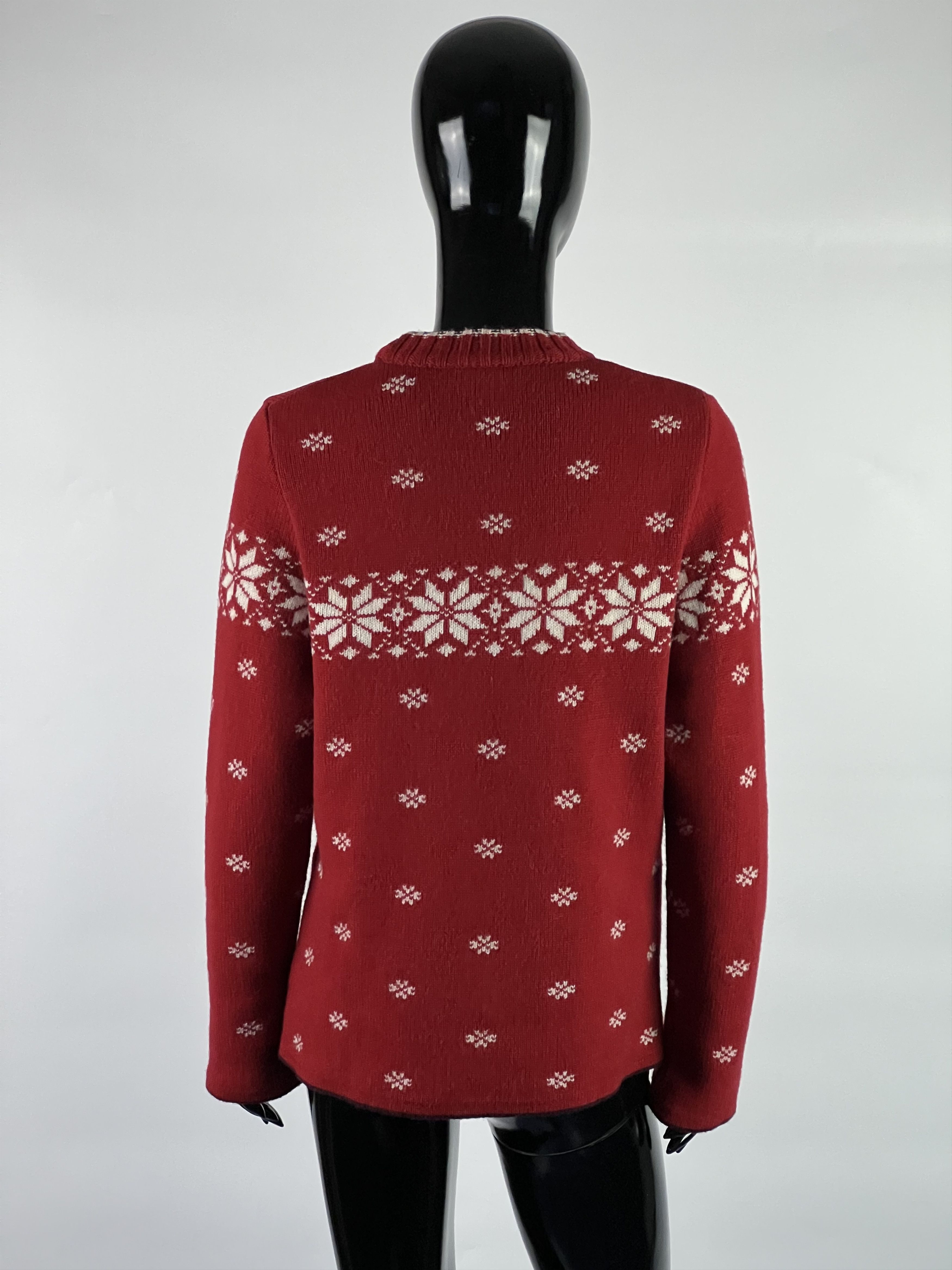 Designer Gössl Women's Red White 100% Wool Sweater Size 38 Size M / US 6-8 / IT 42-44 - 3 Thumbnail