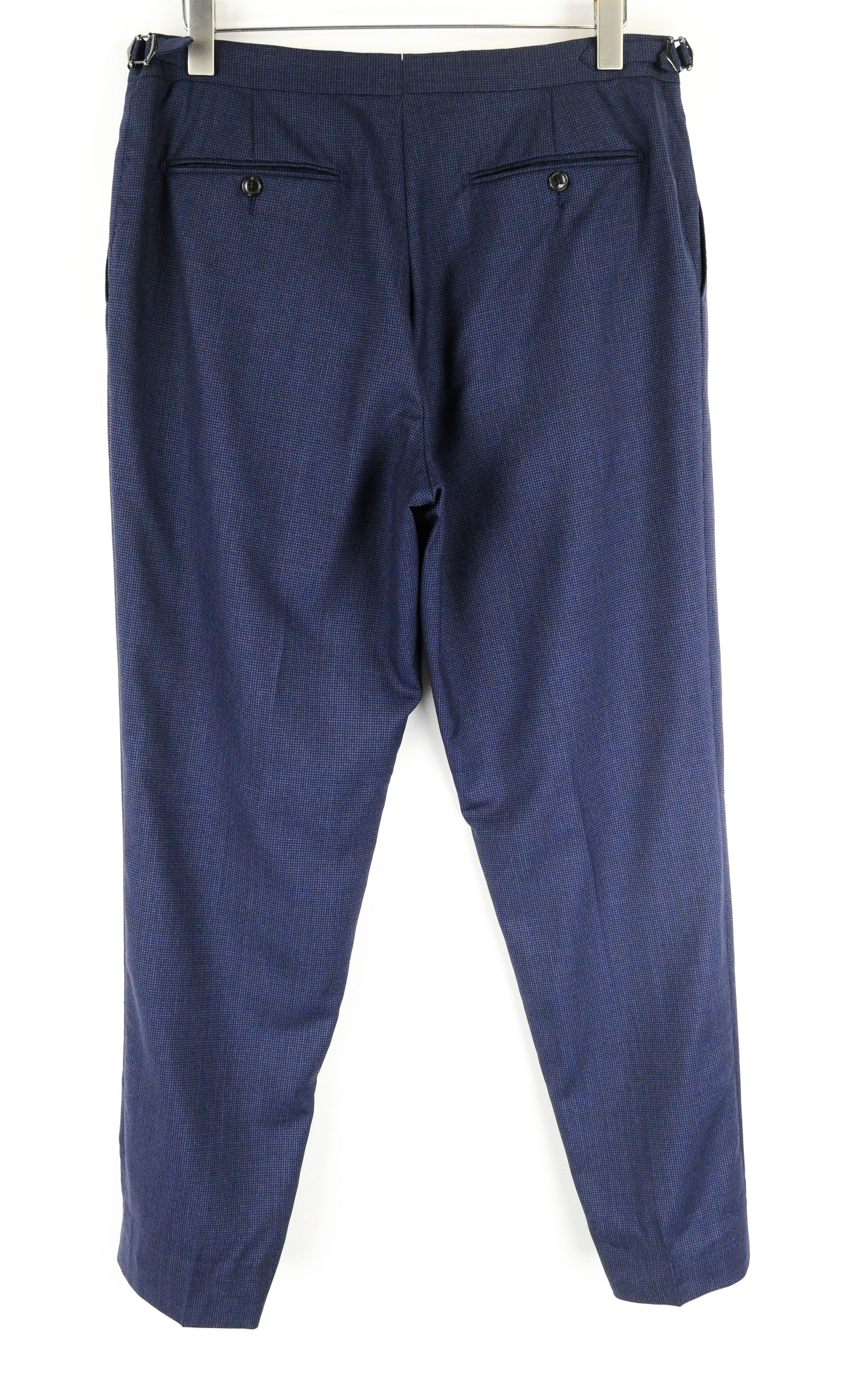 Suitsupply BRESCIA UK44S Blue Patterned Wool Trousers 55344 Size US 44 / EU 60 - 2 Thumbnail