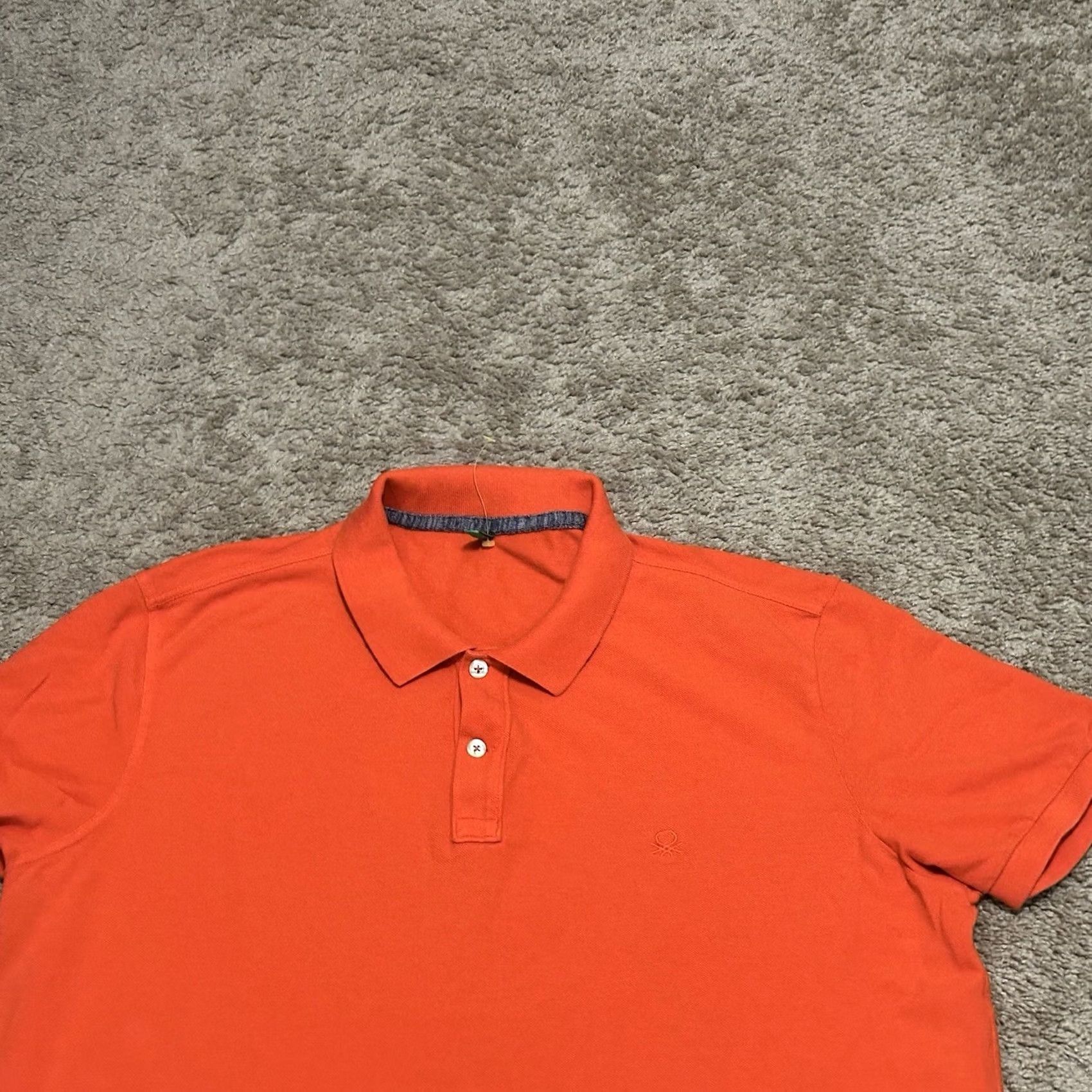 United Colors Of Benetton United Colors of Benetton Polo Shirt Mens 2XL Orange Solid Knit Cotton Golf Casual Preppy Size US XXL / EU 58 / 5 - 2 Thumbnail