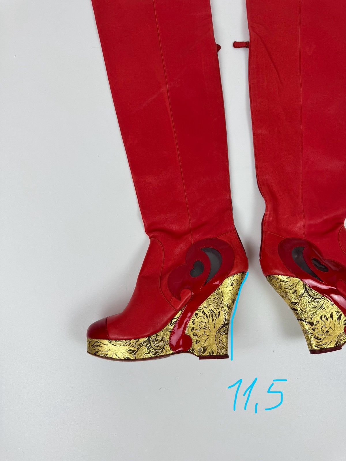 Chanel Chanel Paris Red Leather Over Knee Wadge Boots Avant Garde Size US 9 / IT 39 - 7 Thumbnail