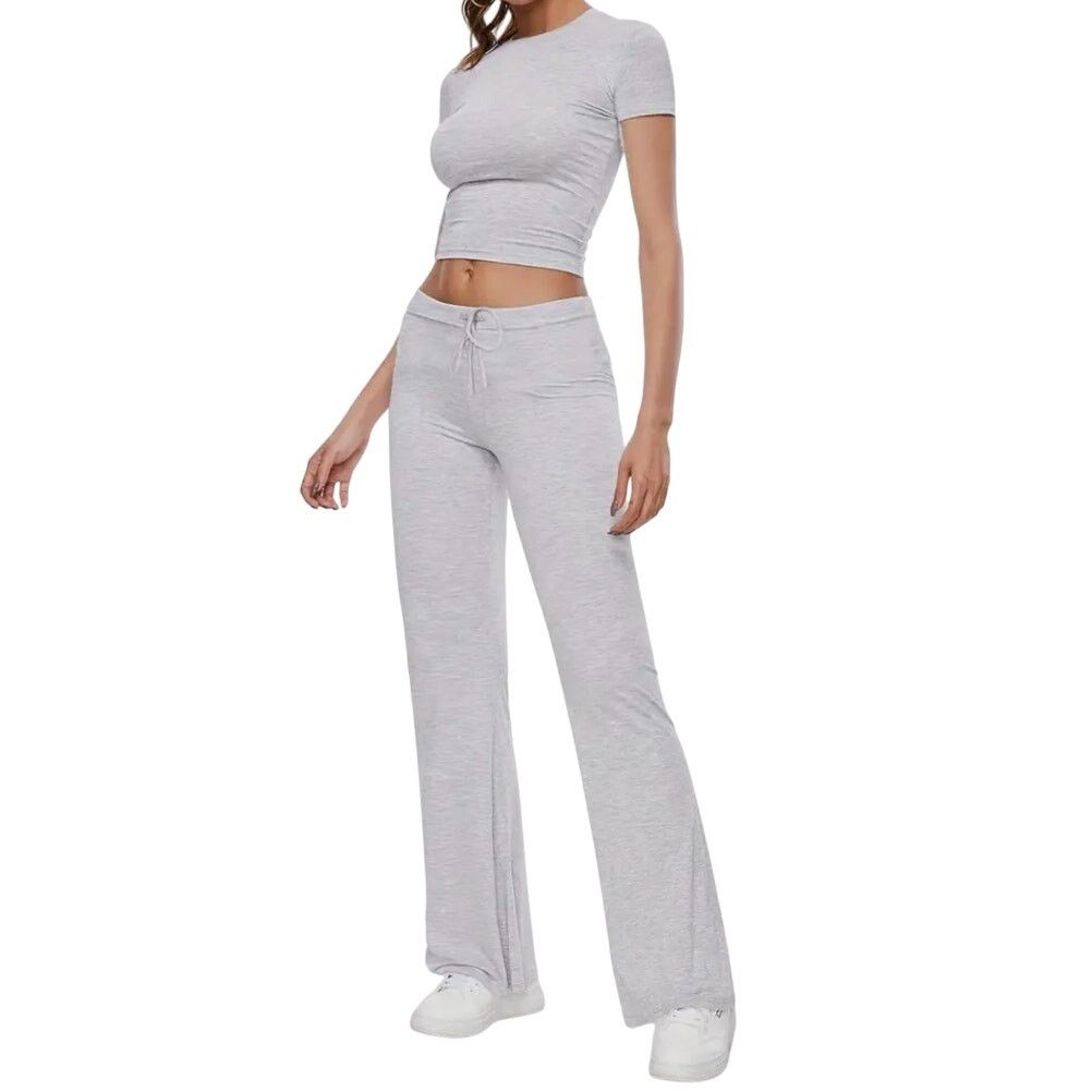 Shein Crop Top and Wide Leg Leggings Lounge Set in Gray, Size M Size 30" / US 8 / IT 44 - 1 Thumbnail