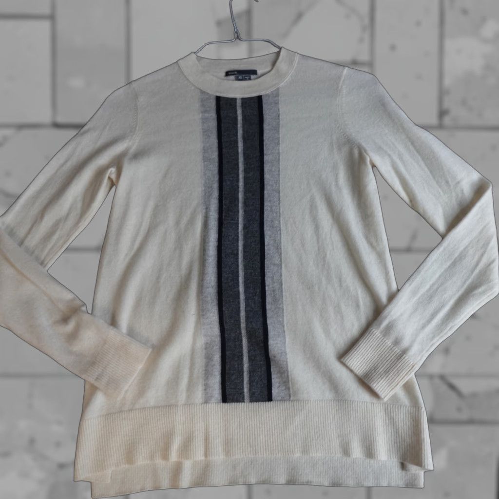 Vince Vince Womens Sweater XS Crew Neck Long Sleeve Striped Ivory 100% Cashmere Pullover Size XS / US 0-2 / IT 36-38 - 1 Thumbnail