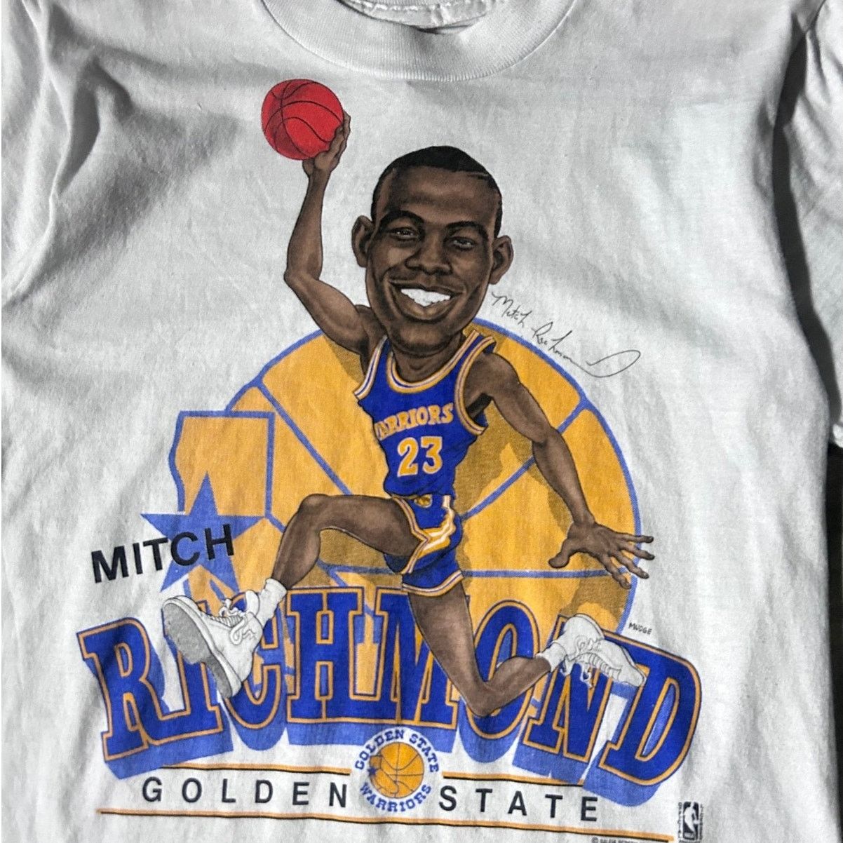 NBA 90s Vintage Golden State Mitch Richmond Caricature T-Shirt S Size US S / EU 44-46 / 1 - 2 Thumbnail
