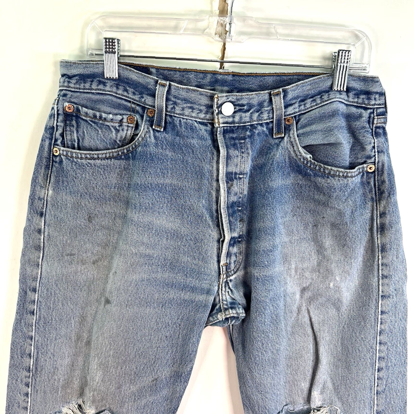 Levi's VINTAGE Levi's 501 Jeans Men's Size 34 Medium Blue Distressed 80s US Retro Straight Fit Size US 34 / EU 50 - 2 Thumbnail