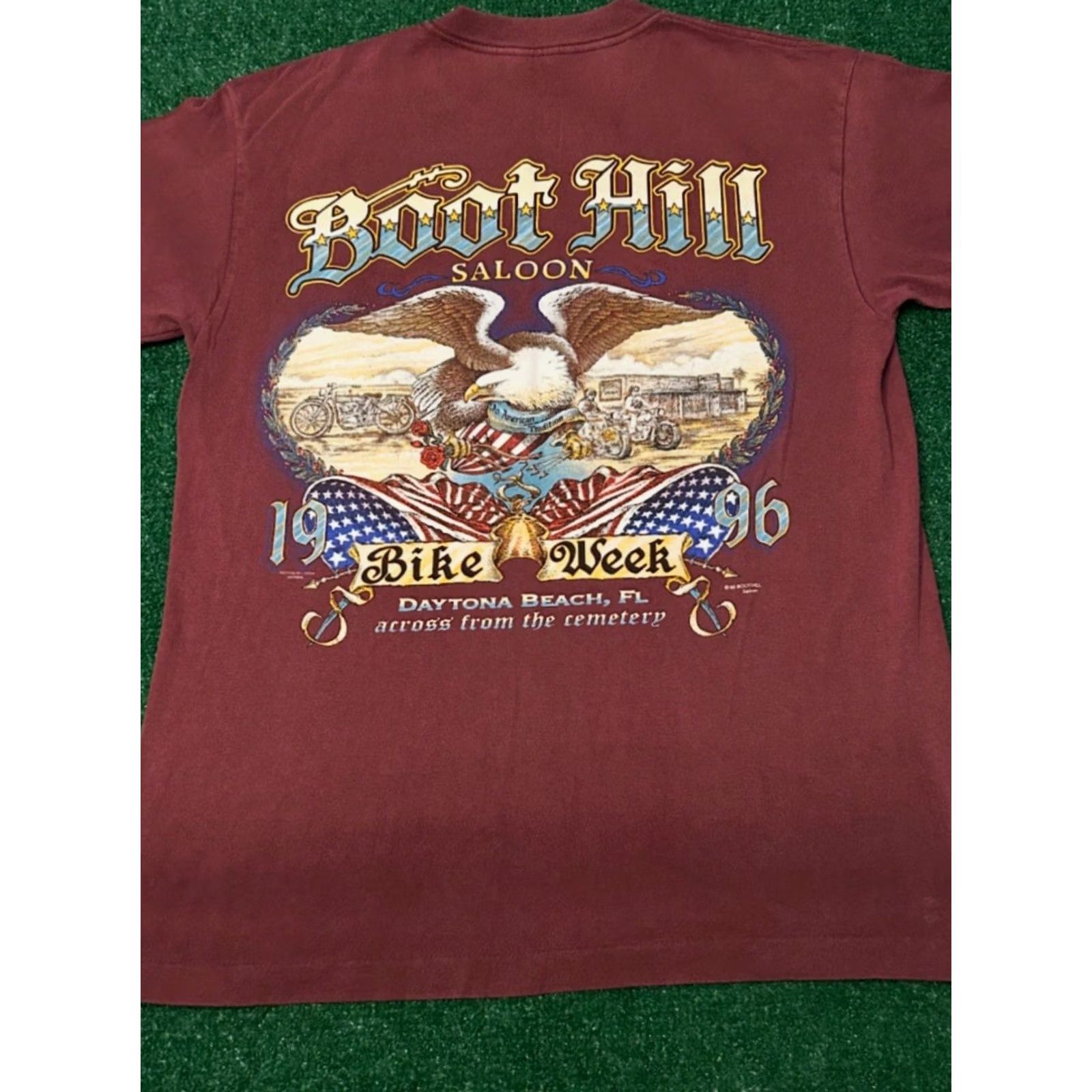 Vintage VINTAGE 90s Boothill Saloon Daytona Bike Week 1996 Biker VTG Shirt Mens Size L Burgundy Size US L / EU 52-54 / 3 - 5 Thumbnail