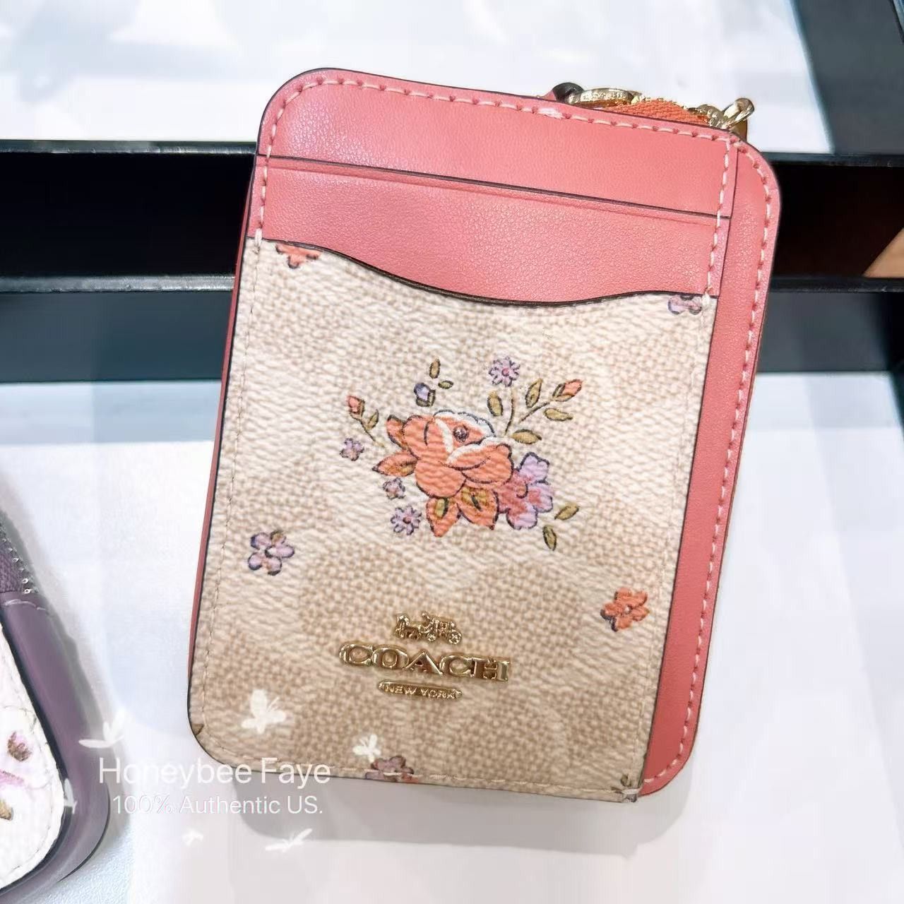 Coach Zip Card Case In Signature Canvas With Floral Print CAU45 Size ONE SIZE - 1 Thumbnail
