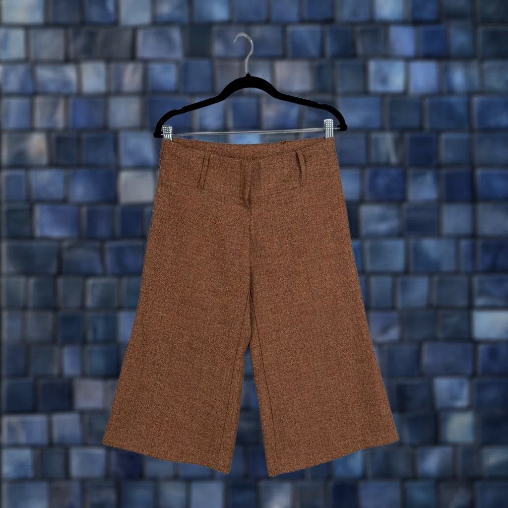 Vintage Spring Street Pants Womens 7 Brown Tweed Herringbone Wide-Leg Capri Casual 80s 90s Womens Size 28" / US 6 / IT 42 - 1 Thumbnail