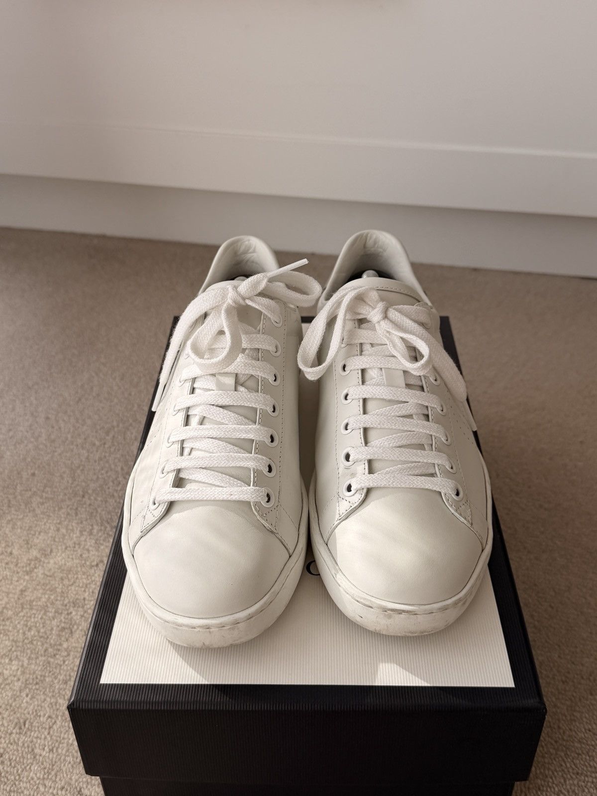 Gucci Gucci Interlocking GG White Leather Sneakers Size US 7 / IT 37 - 3 Thumbnail