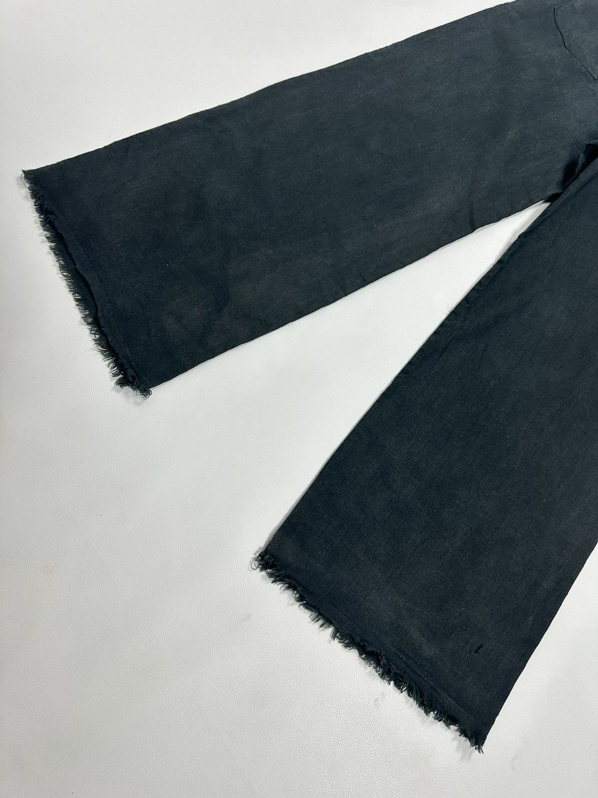 Japanese Brand Goa Faded Flare Low rise drawstring waist Hairy Hem Pants Size US 29 - 9 Thumbnail