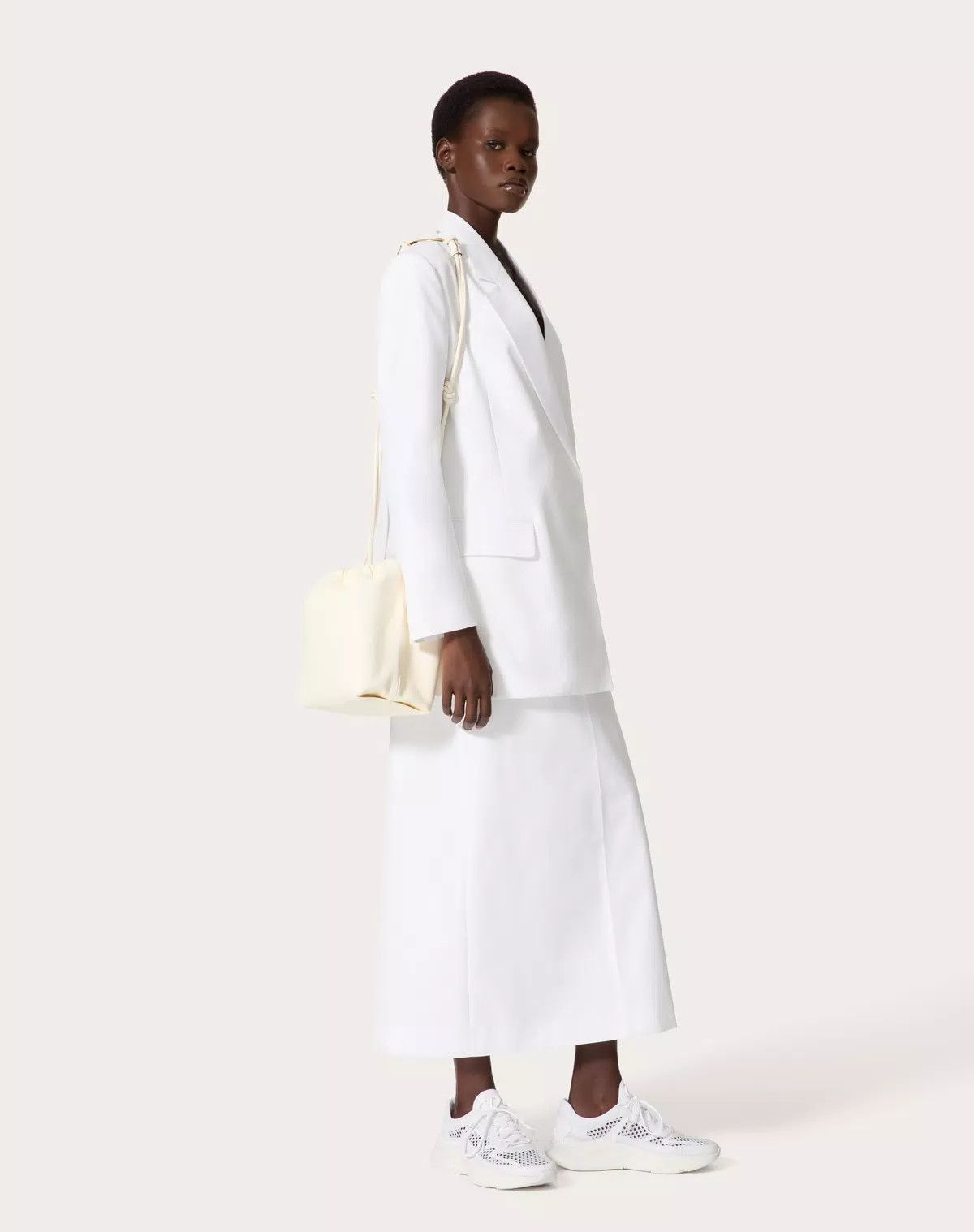 Valentino o1s1wg110525 Compact Popeline Skirt in White Size 28" / US 6 / IT 42 - 6 Thumbnail