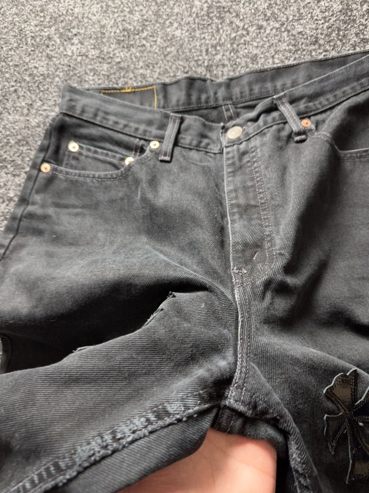 Vintage Vintage 90s Custom Chrome Hearts Style Cross Denim Jeans Size US 33 - 10 Thumbnail