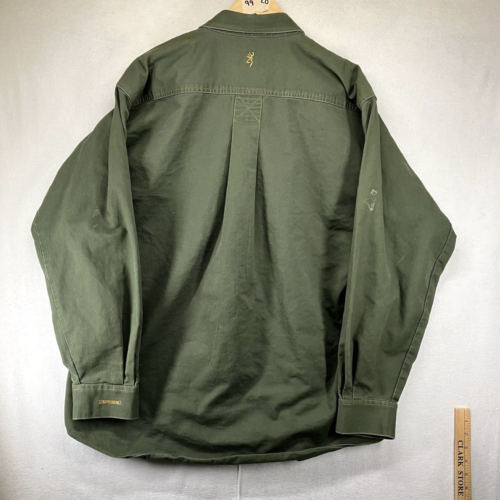 Vintage VINTAGE Browning Shirt Mens Large Green Textured Chest Pockets Point Collar Heavy Cotton Casual Workwear All Seasons Long Sleeve Logo Button-Front Size US L / EU 52-54 / 3 - 2 Thumbnail