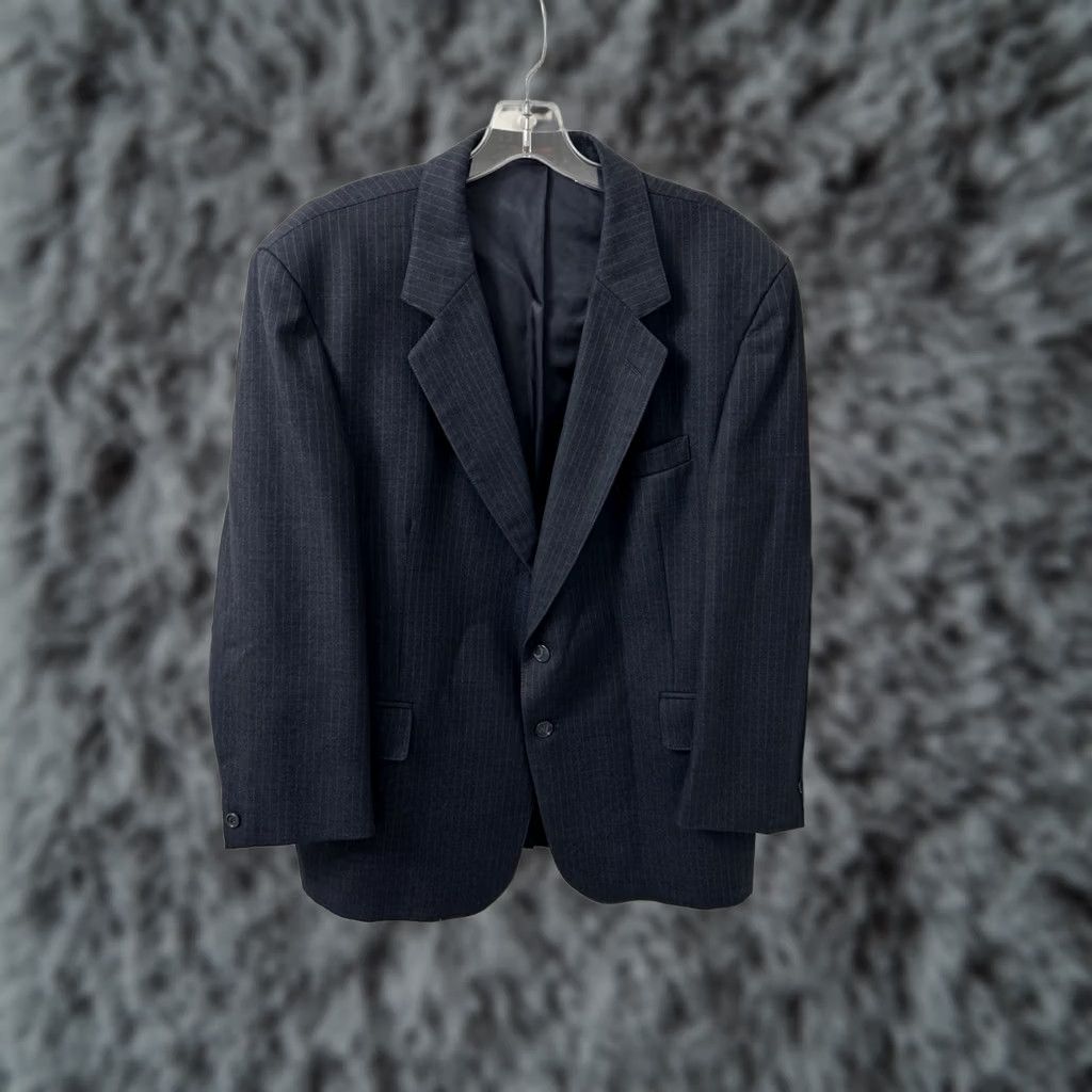 Vintage VINTAGE Alexander Shields Blazer Mens 43S Navy Pinstripe 100% Wool Sport Coat Jacket Size 46R - 1 Thumbnail