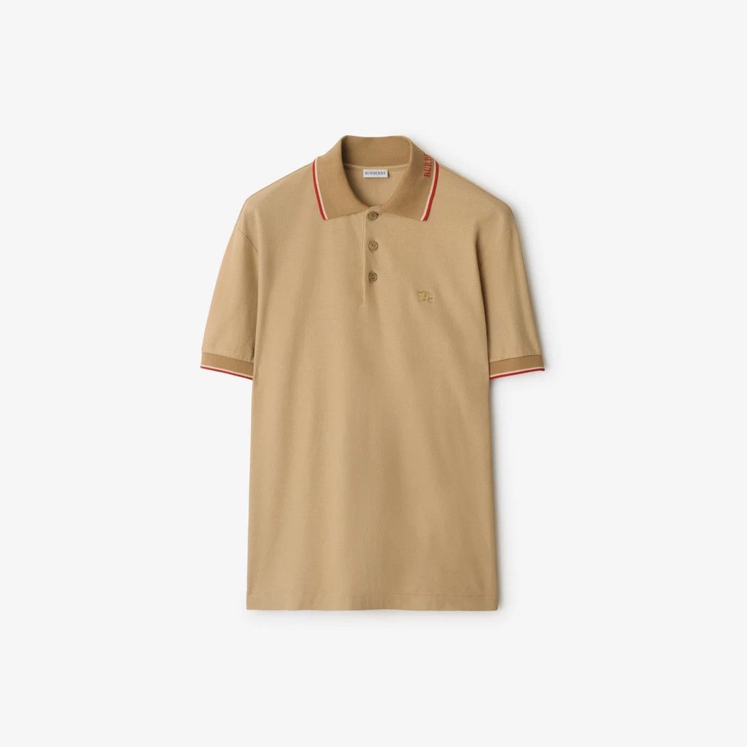 Burberry os11x0526 Logo Collar Cotton Polo Shirt in Beige Size US M / EU 48-50 / 2 - 1 Thumbnail