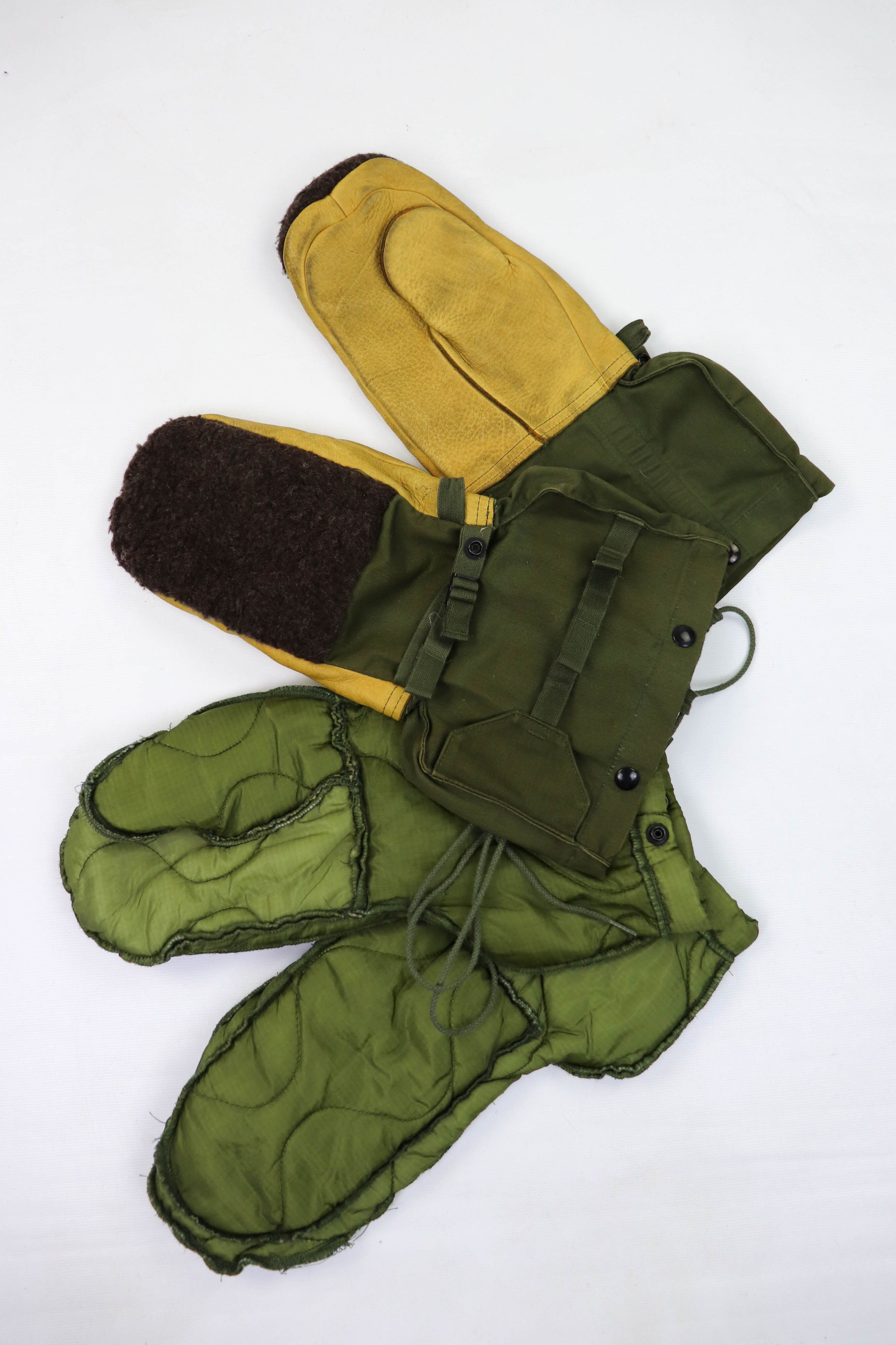 Vintage Vintage Mitten Set Arctic Extreme Cold Weather Khaki Gloves Size ONE SIZE - 6 Thumbnail