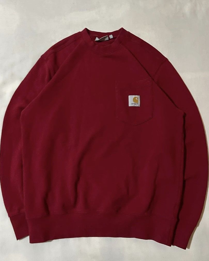 Carhartt × Carhartt Wip Carhartt WIP Burgundy Heavyweight Pocket Crewneck Sweater Size US M / EU 48-50 / 2 - 1 Thumbnail