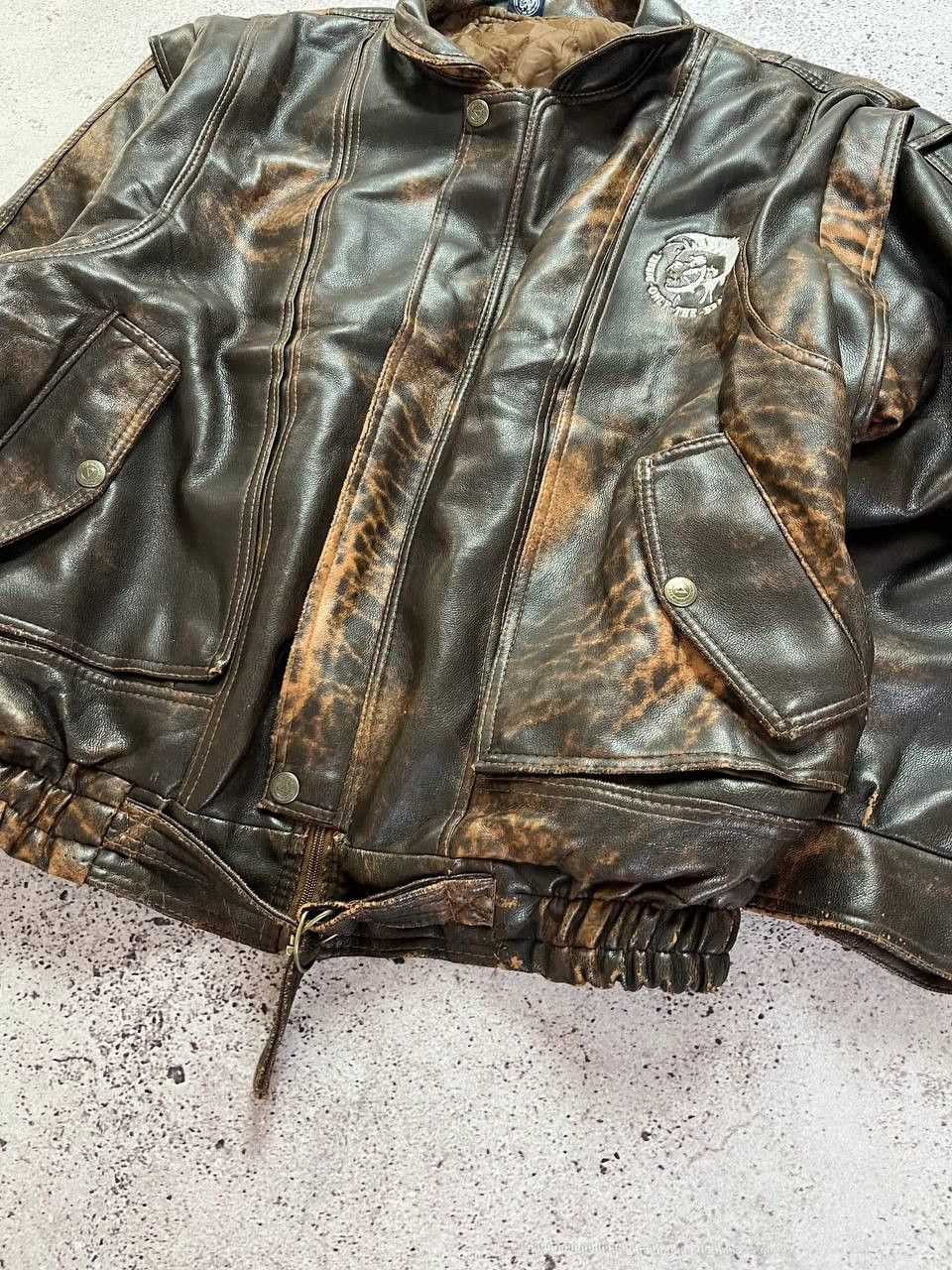 Diesel Vintage Diesel Leather Jacket Big Logo Bomber Japan Style Size US L / EU 52-54 / 3 - 10 Thumbnail