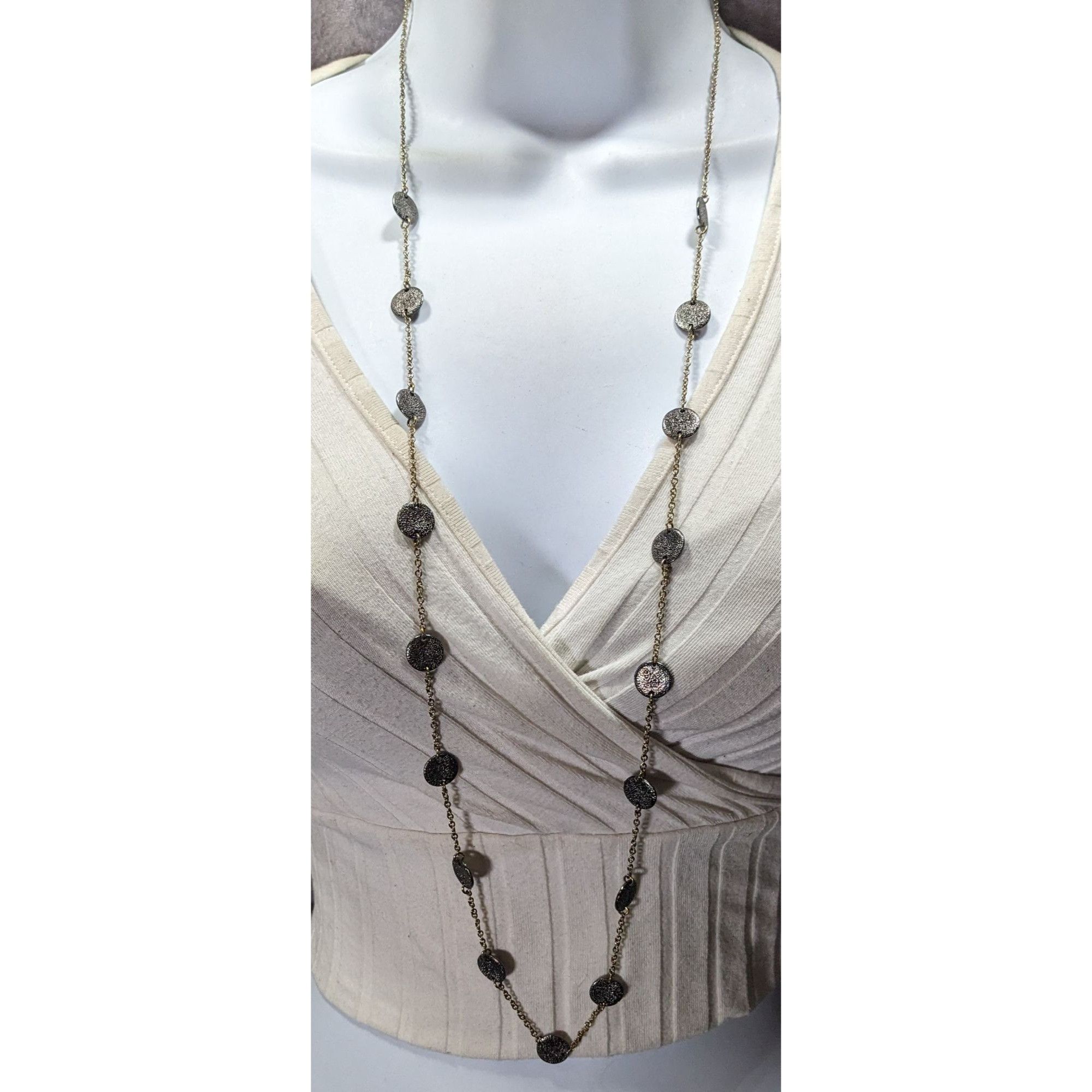 Other Brutalist Multi Metallic Textured Disc Station Necklace Size ONE SIZE - 2 Thumbnail
