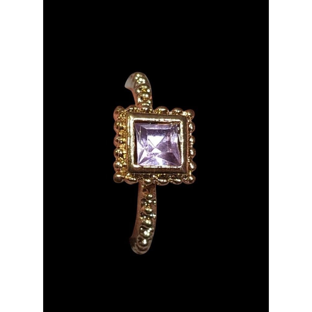 Other Whimsical Elegant Square Purple Gemmed Gold Tone Ring Size 8 Size ONE SIZE - 1 Thumbnail