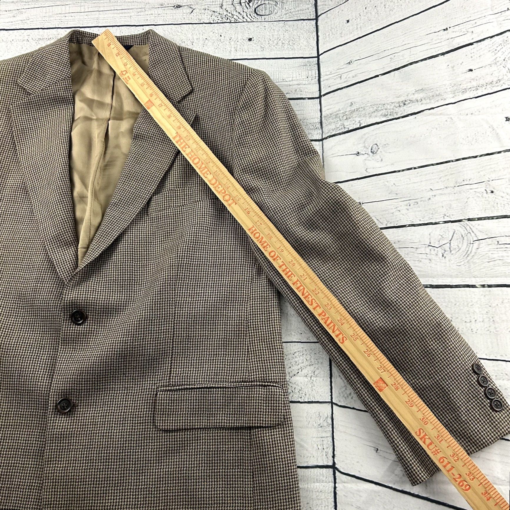 Brooks Brothers Brooks Brothers 346 Houndstooth Wool 2 Button Suit Jacket Men's 44 Brown Size 44R - 4 Thumbnail