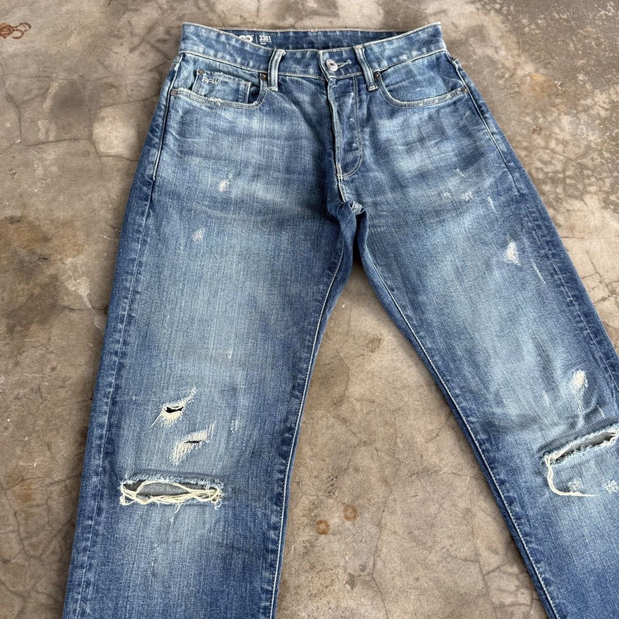G-Star W29x29.5 Vintage G Star Button Fly Faded Ripped Denim Jean Size US 29 - 5 Thumbnail