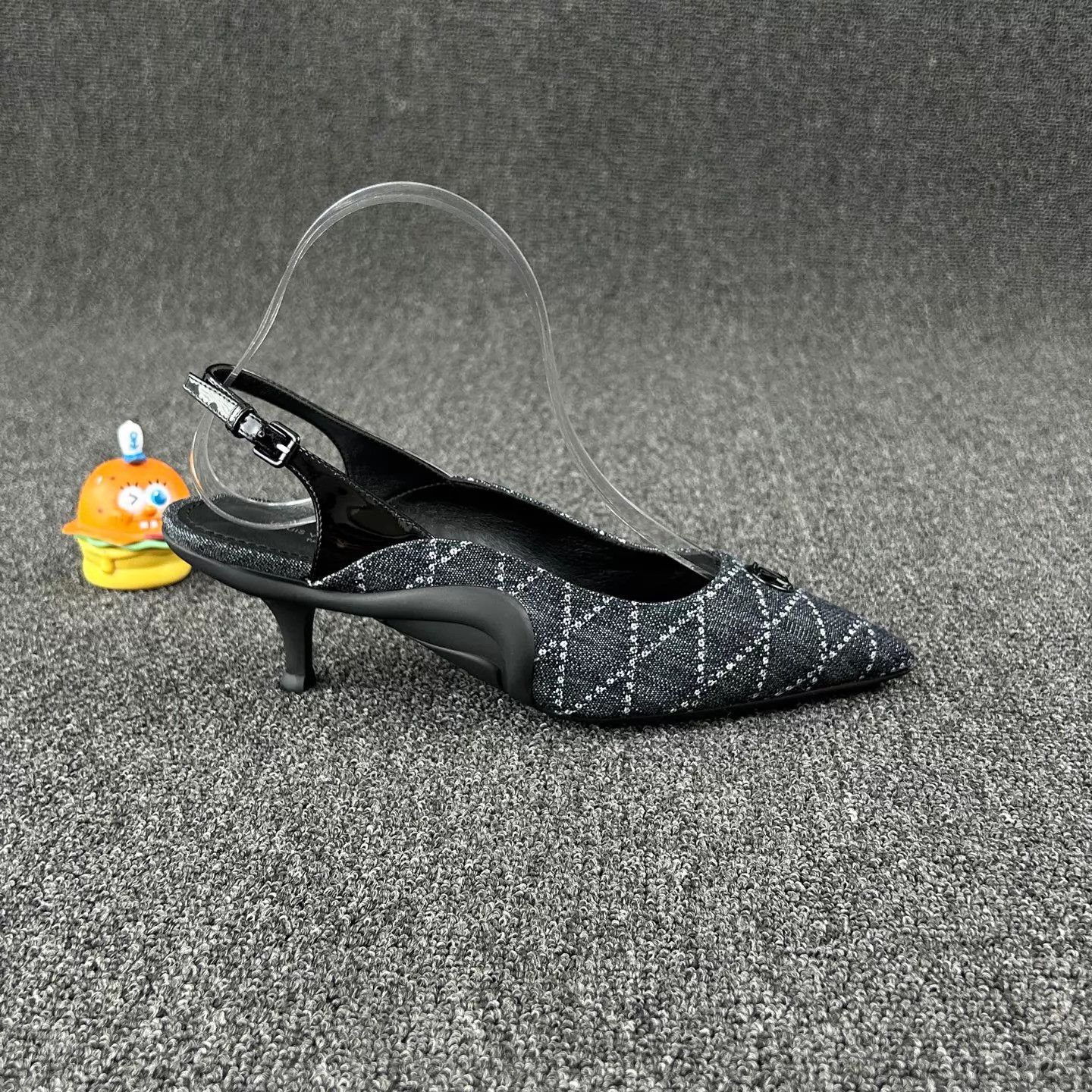 Louis Vuitton LV Denim Check Pointed Toe Pump Wmns Black 39 Size US 8.5 / IT 38.5 - 4 Thumbnail
