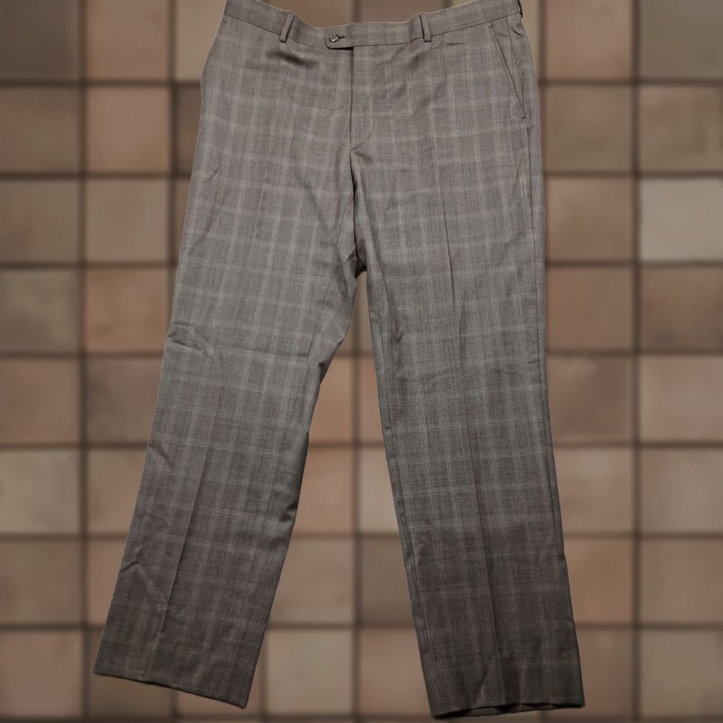 Joseph Abboud Joseph Abboud Heritage Dress Pants Men's 40 Gray Plaid Wool Reda Super 110's Flat Front Straight Inseam 33 in Regular Size US 40 / EU 56 - 1 Thumbnail