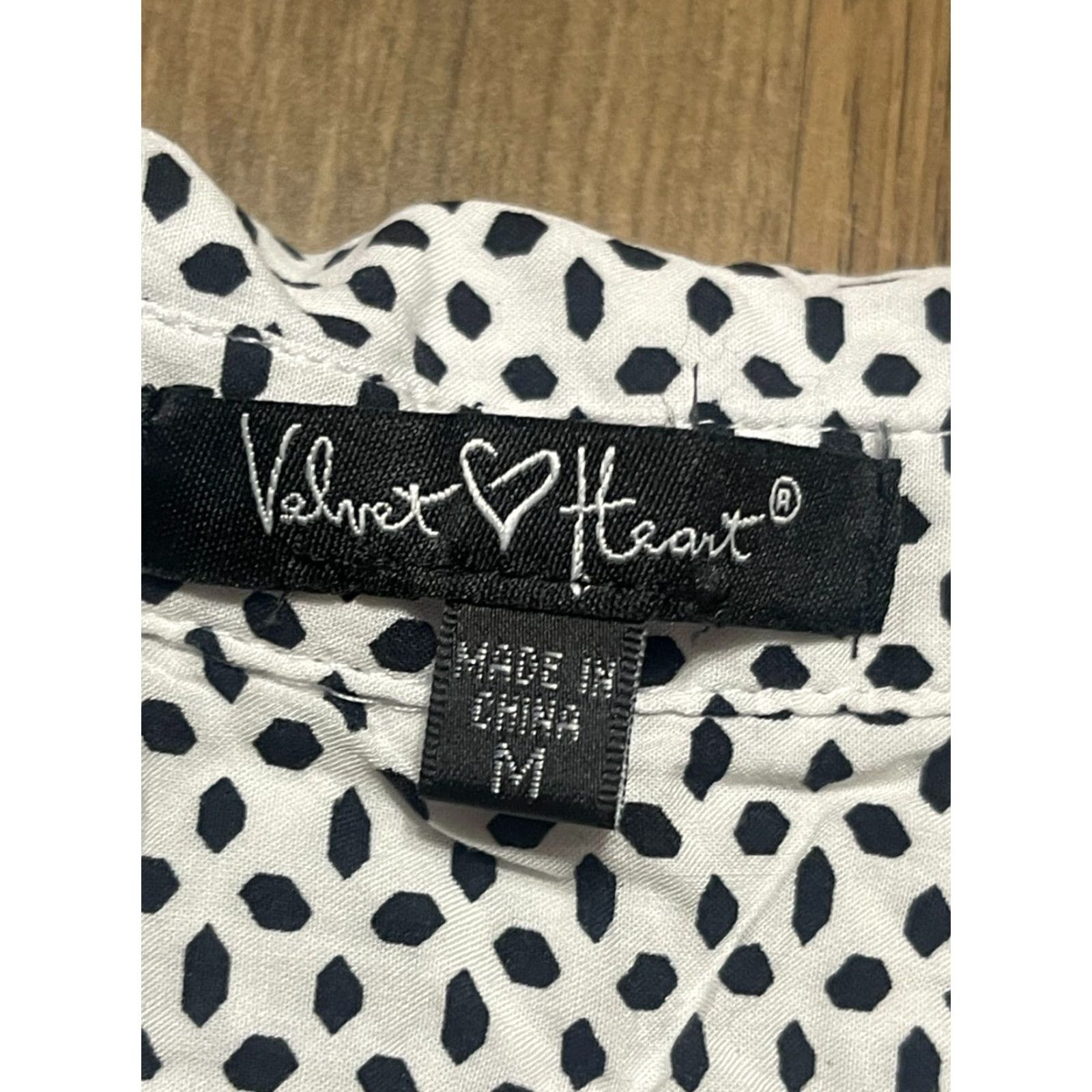 Velvet Velvet Heart Shirt Womens Medium Black White Polka Dots Long Sleeve Button Up"} Size M / US 6-8 / IT 42-44 - 5 Thumbnail