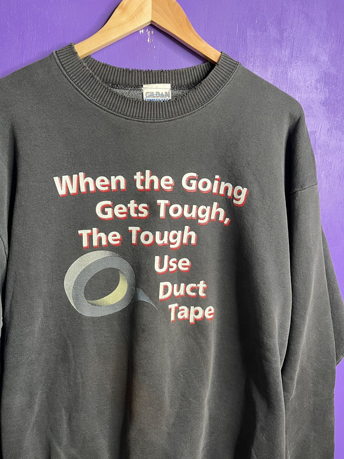 Vintage Vintage 90s Duct tape promo faded sweatshirt Size US XL / EU 56 / 4 - 3 Thumbnail