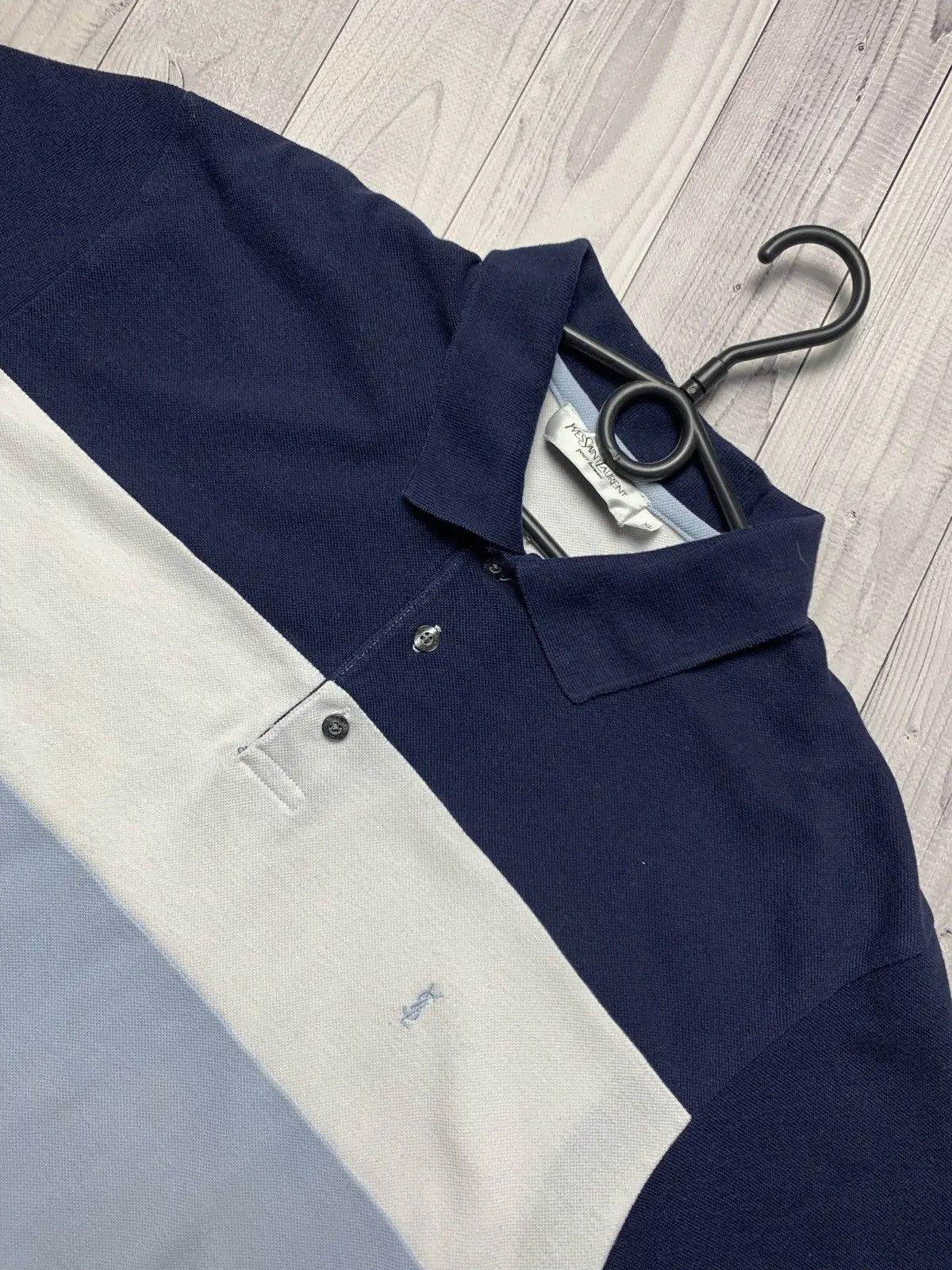 Yves Saint Laurent Vintage Yves Saint Laurent polo short stripes YSL logo M Size US XL / EU 56 / 4 - 2 Thumbnail
