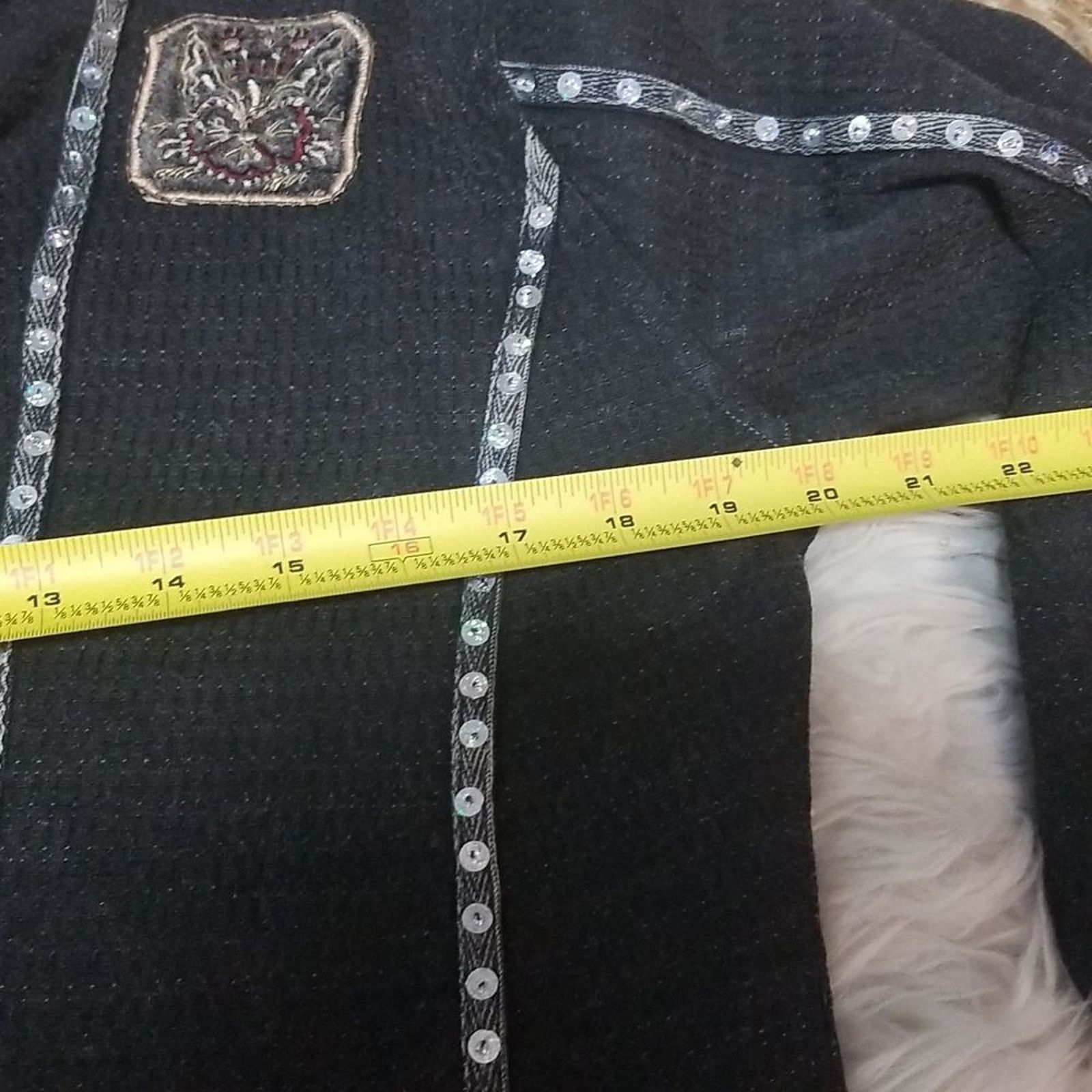 Other Moka Sport Black Wash Embellished Sequin Denim Jean Jacket Size M / US 6-8 / IT 42-44 - 6 Thumbnail