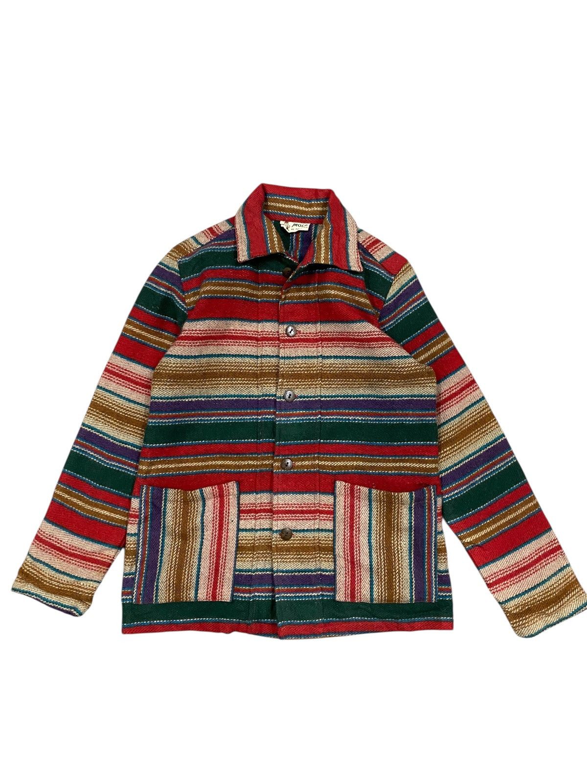 Japanese Brand Vtg Mola Wool Jacket Multicolour Button Up Size US S / EU 44-46 / 1 - 1 Thumbnail