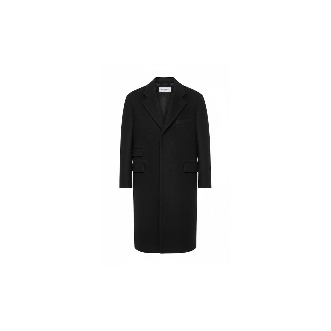 Saint Laurent Paris o1s1wg110126 Oversized Wool Coat in Black Size US S / EU 44-46 / 1 - 1 Thumbnail