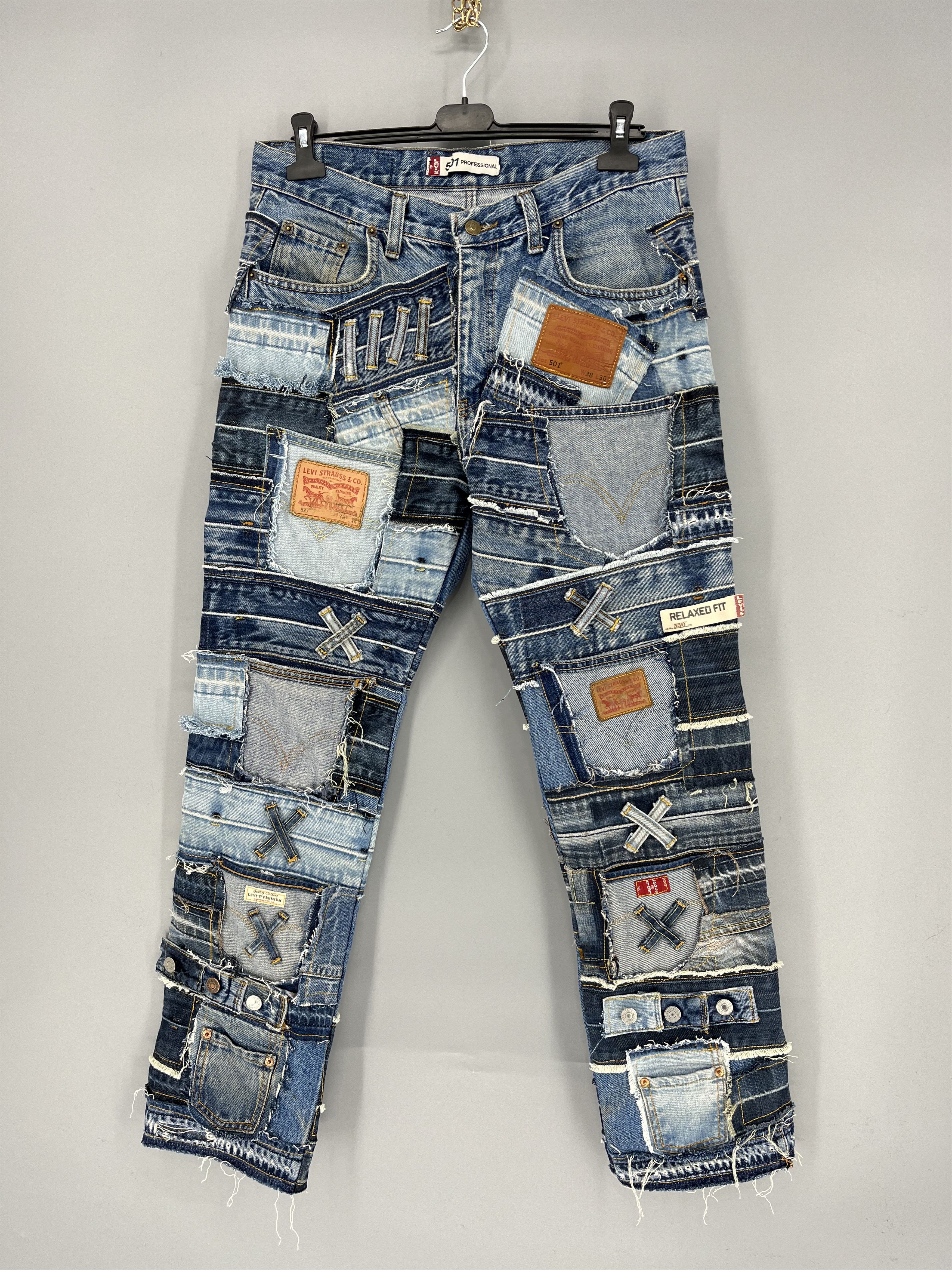 Other 90s Levi’s 501 Patchwork Multipocket Denim Custom Jeans USA Size US 34 / EU 50 - 2 Thumbnail