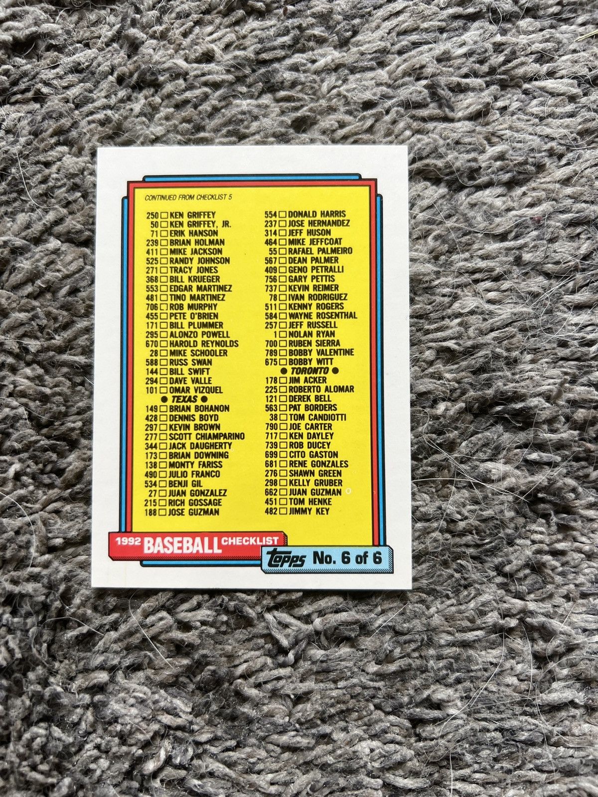 MLB 1992 Topps #787 Baseball Checklist Card Size ONE SIZE - 1 Thumbnail