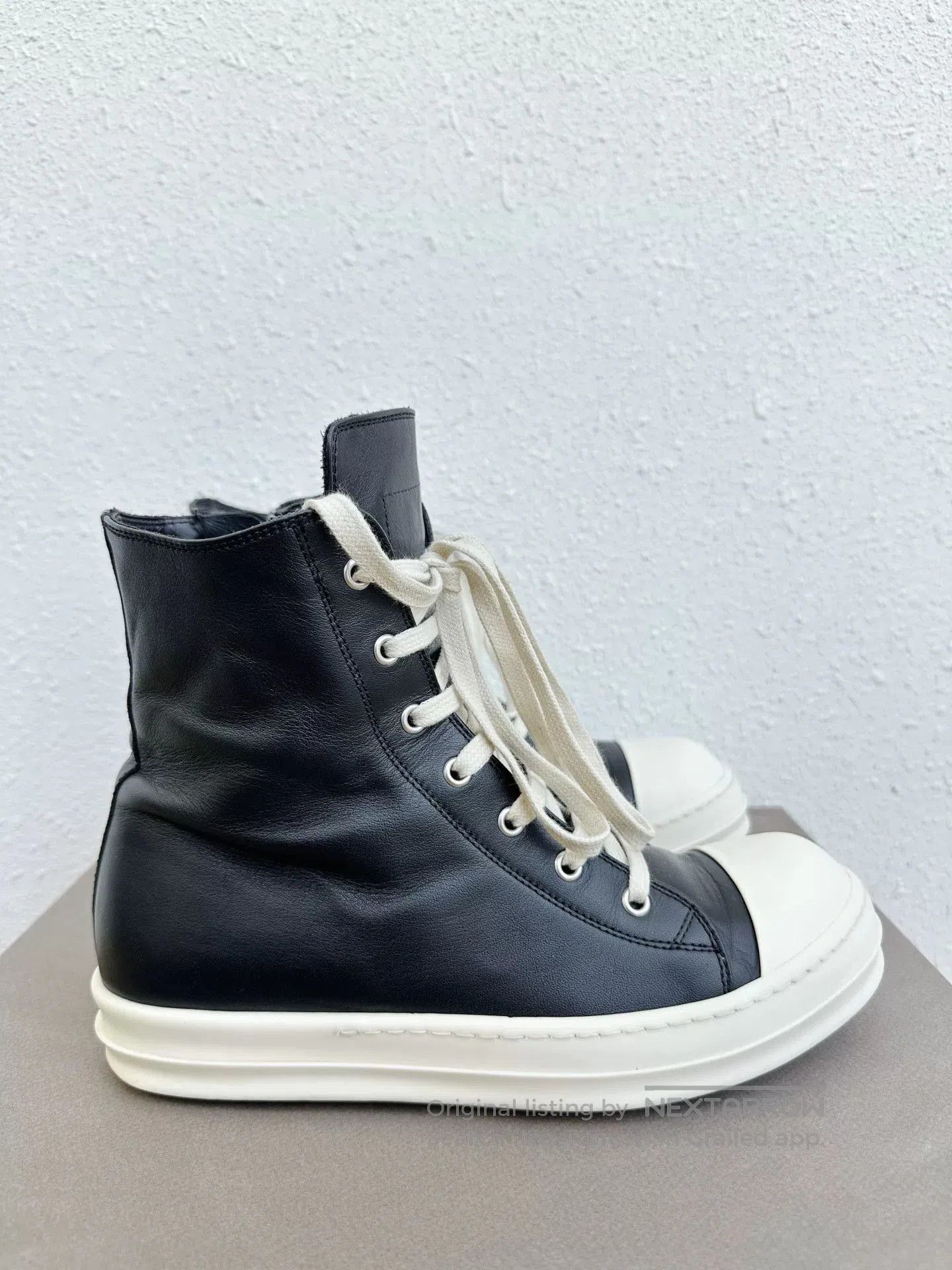 Rick Owens Rick Owens High-Top Leather Black White. Size US 7 / EU 40 - 4 Thumbnail