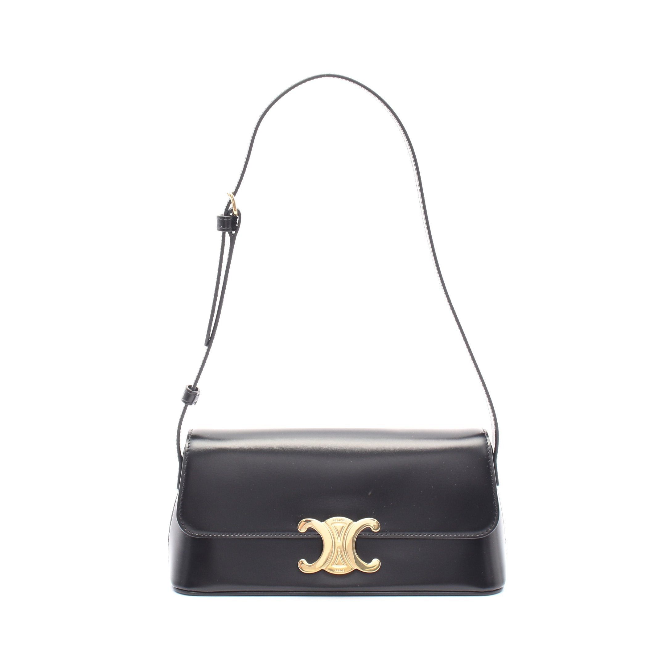 Celine Celine Triomphe Shoulder Bag One Leather Black Size ONE SIZE - 1 Thumbnail