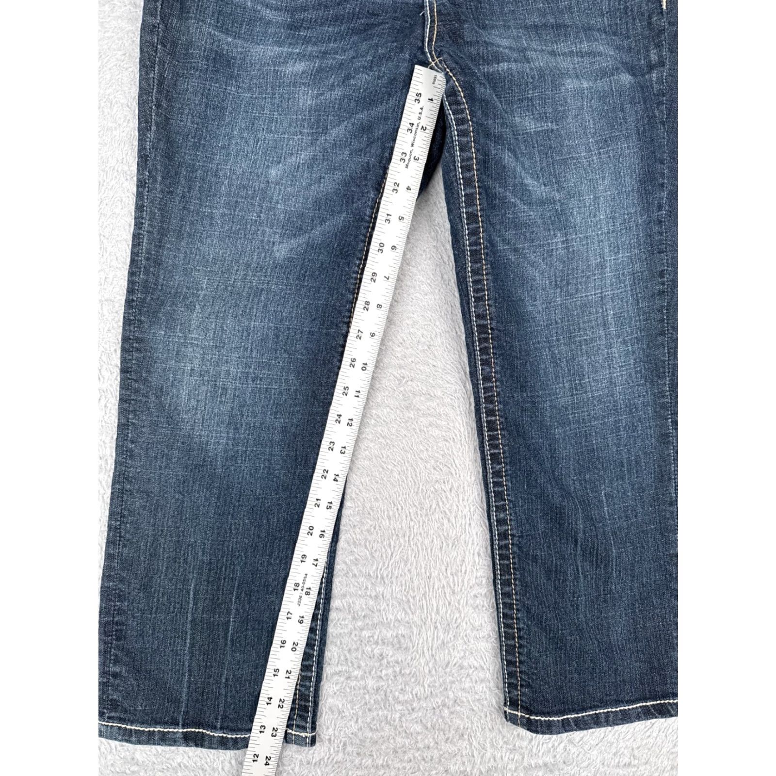Denime a.n.a Jeans Womens 8 Blue Denim Crop Straight Leg Embroidered Mid Rise 29x24 Jeans Size 30" / US 8 / IT 44 - 7 Thumbnail