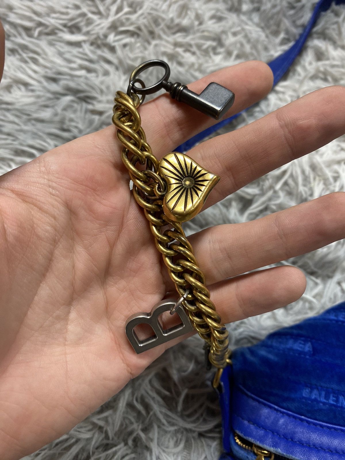 Balenciaga × Vintage Balenciaga Blue Velvet Belt Bag with Chain — Iconic Style Size ONE SIZE - 3 Thumbnail
