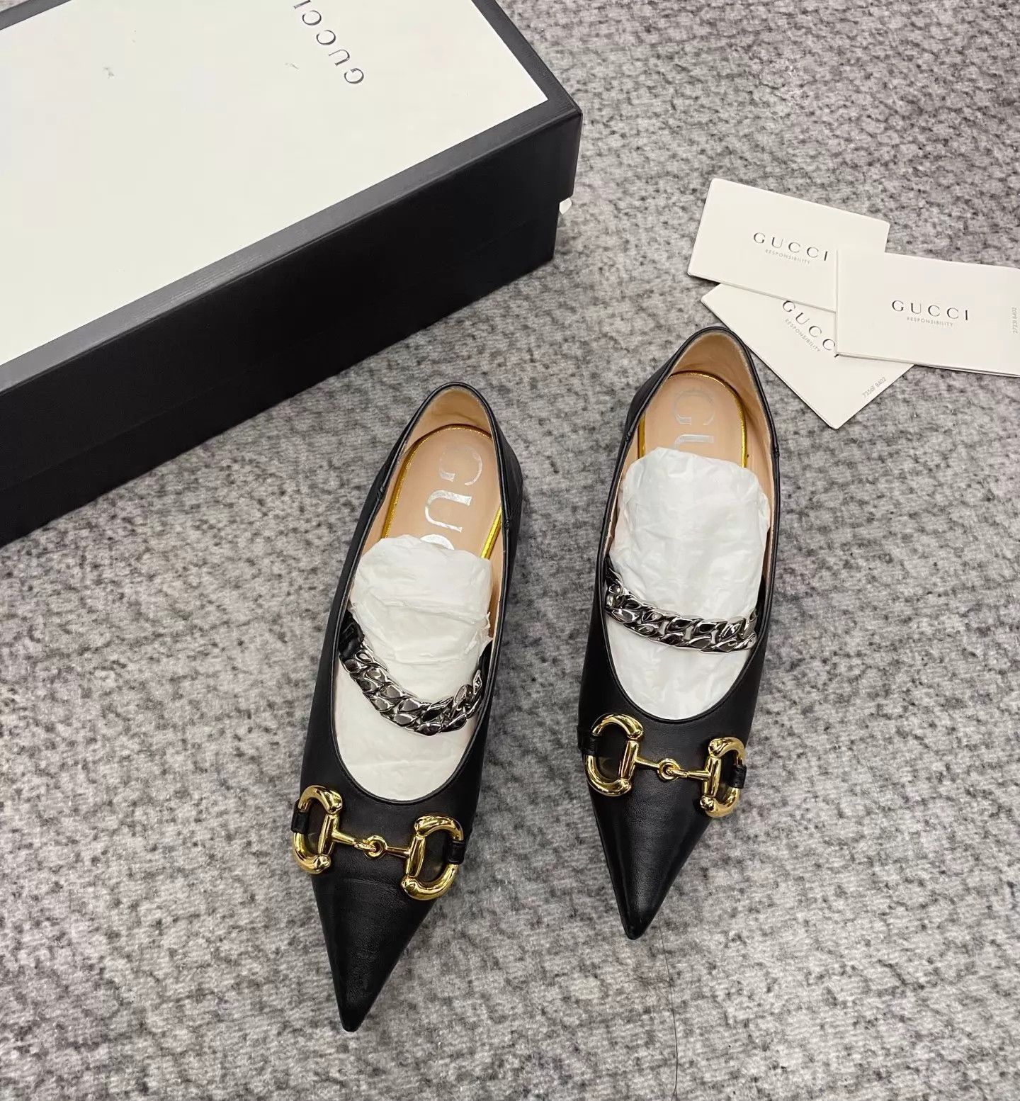 Gucci Gucci Black Horsebit Pointed Toe Flat w/box 36 Size US 5.5 / IT 35.5 - 2 Thumbnail