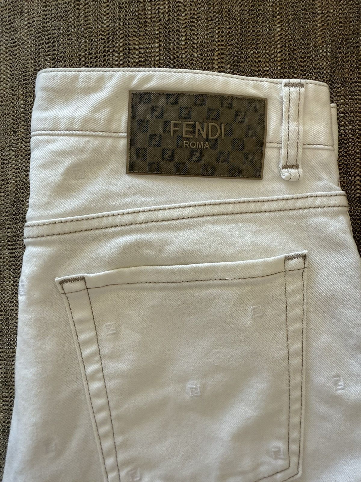 Fendi Fendi FF Monogram White Jeans – 32x34 – Holographic Patch Size US 32 / EU 48 - 6 Thumbnail