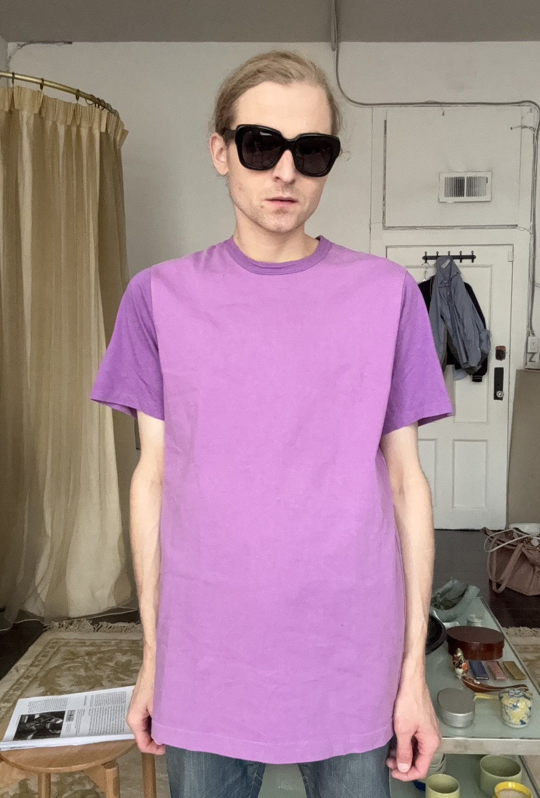 Yohji Yamamoto Yohji Yamamoto Y’s for Men SS02 Two Tone Purple T Shirt Size US L / EU 52-54 / 3 - 1 Thumbnail