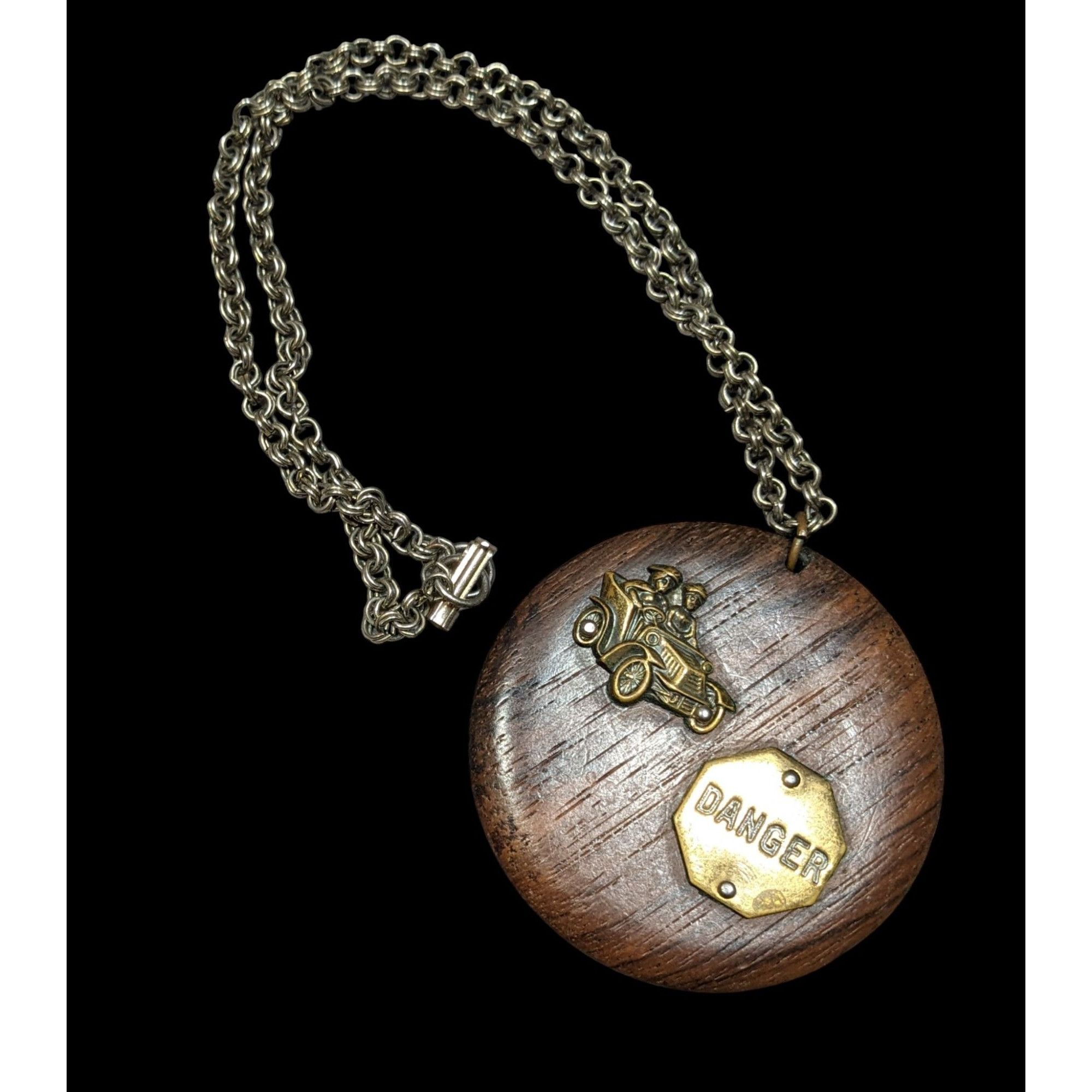 Other Vintage Novelty Automobile Wood And Metal Pendant Necklace Size ONE SIZE - 1 Thumbnail