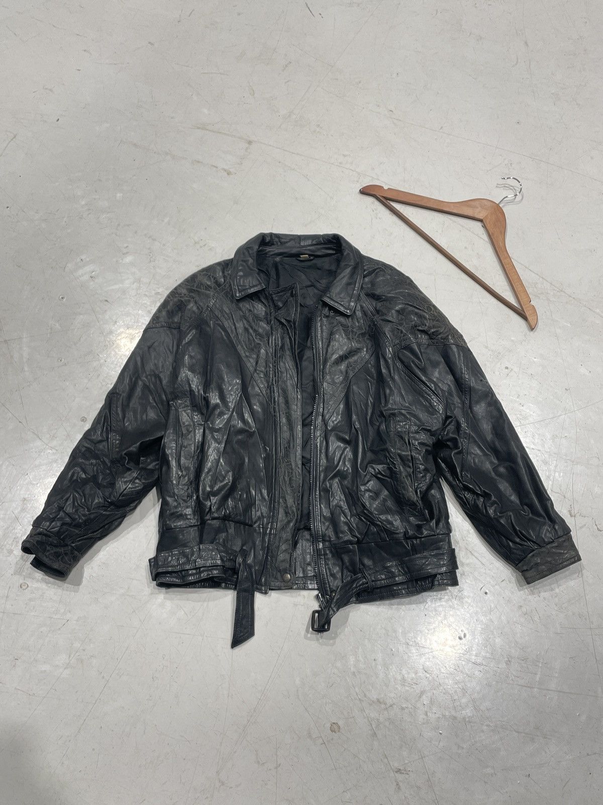 L vintage 短丈 black jacket 本革 90s leather