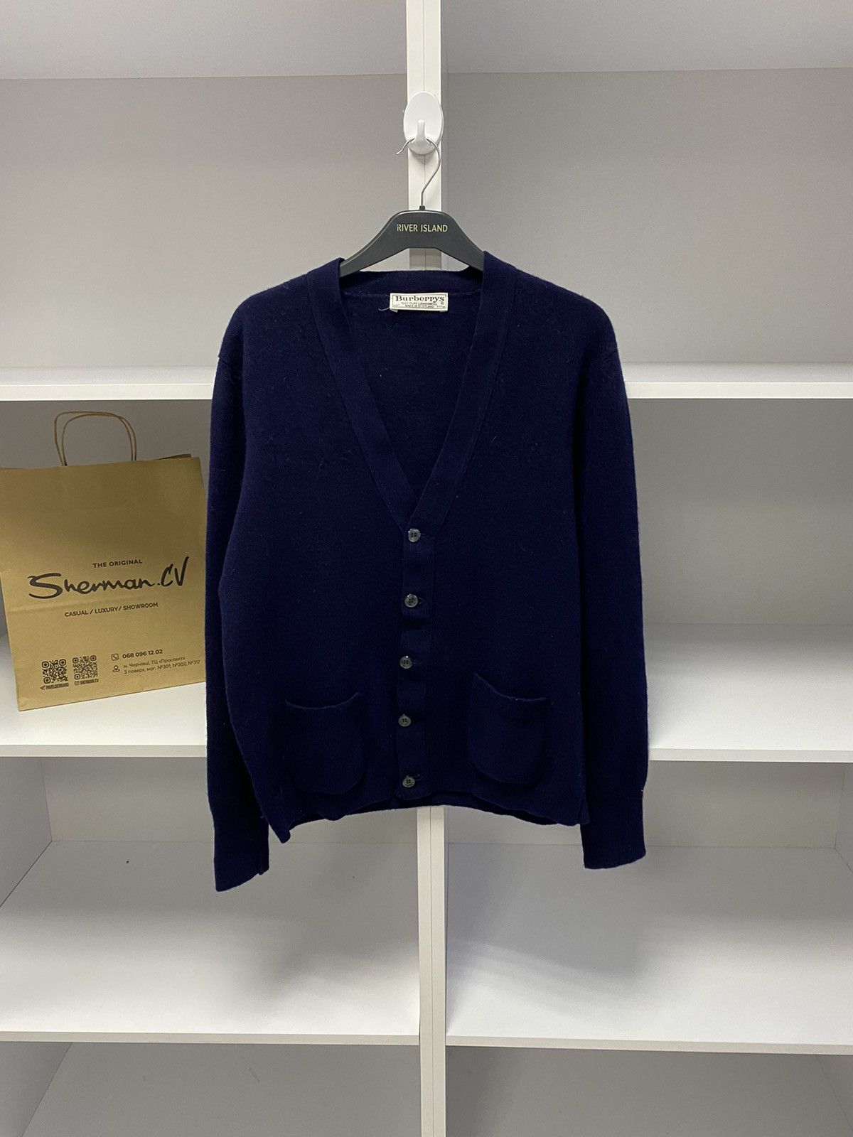 Burberry × Vintage Vintage Burberry wool navy cardigan sweater Size US S / EU 44-46 / 1 - 2 Thumbnail