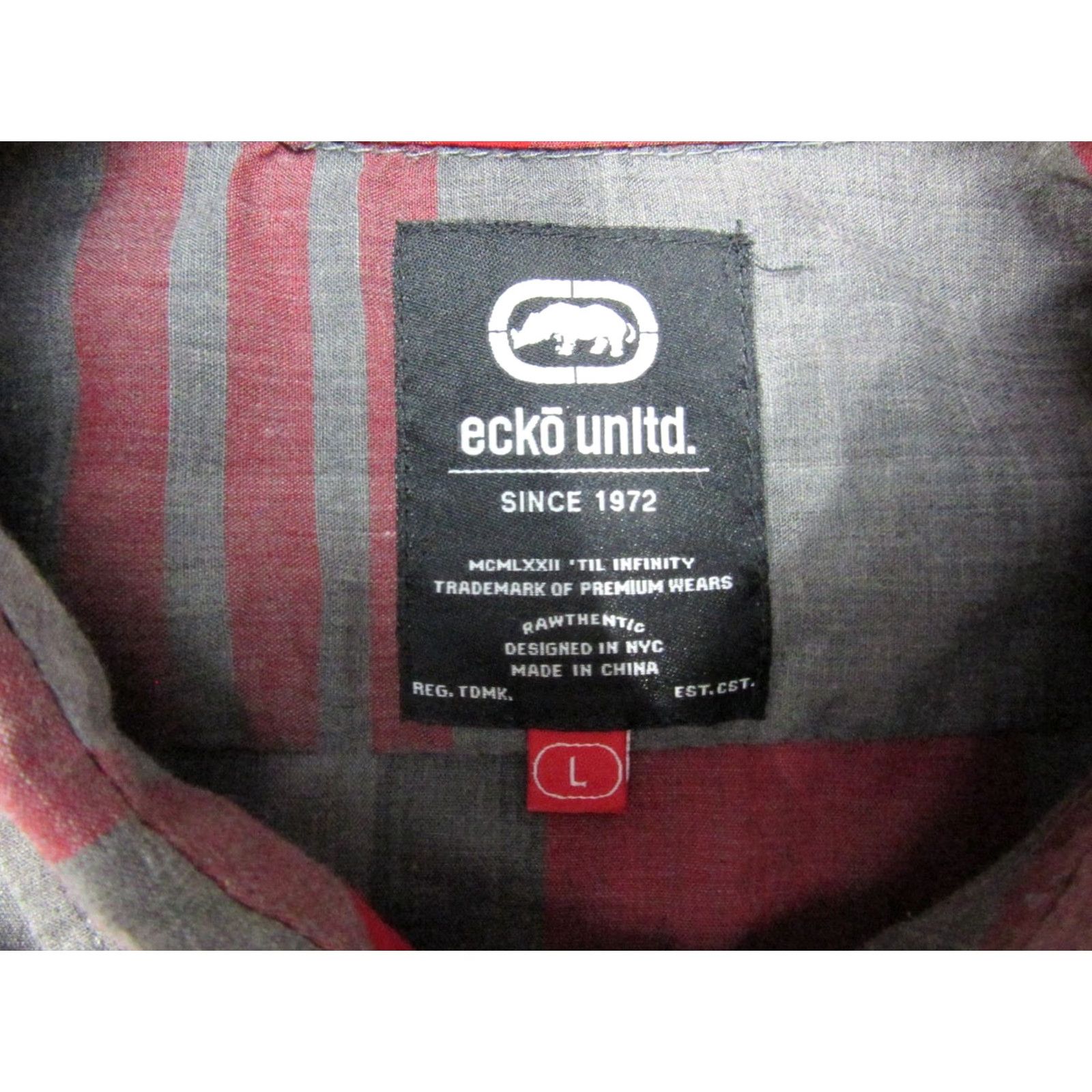 Ecko Unltd. Ecko Unltd. Shirt Mens Large Gray Red Plaid Short Sleeve Button Up Pocket 90s Y2K Casual Shirt Mens L Gray Red Plaid Button-Up Pulse 90s Theme Size US L / EU 52-54 / 3 - 2 Thumbnail