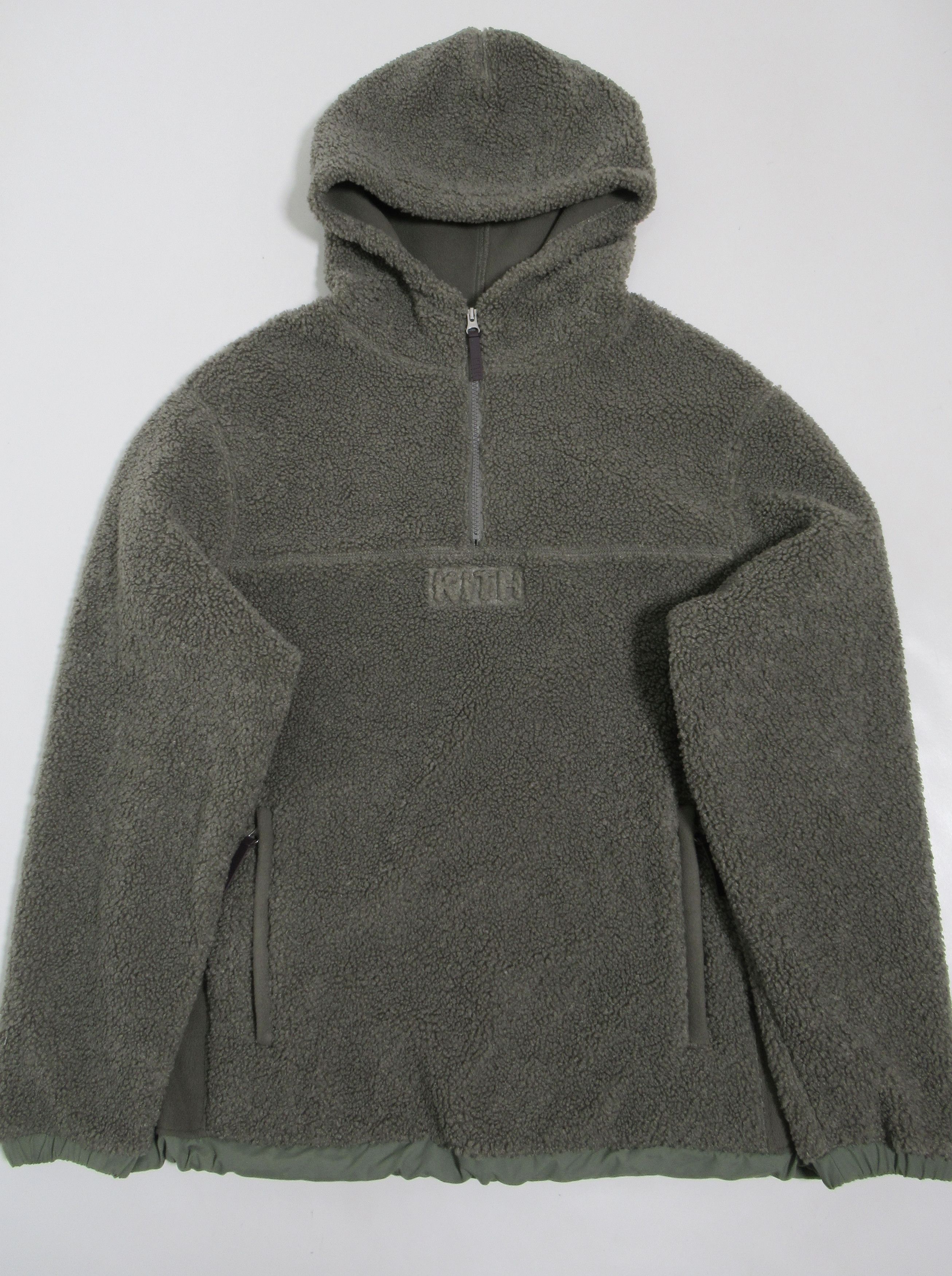 image of Kith Bonded Sherpa Quarter Zip Hoodie Cypress Khm030136-311, Men's (Size Small)