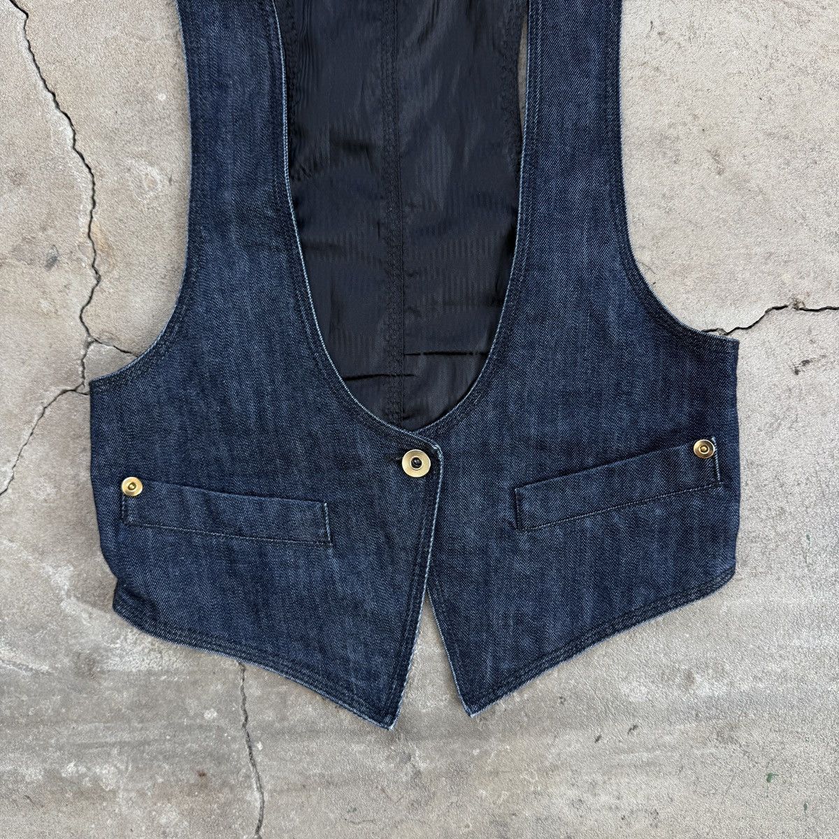 20471120 × Vintage Y2K Only Denim Officesirene Vest Size XS / US 0-2 / IT 36-38 - 3 Thumbnail