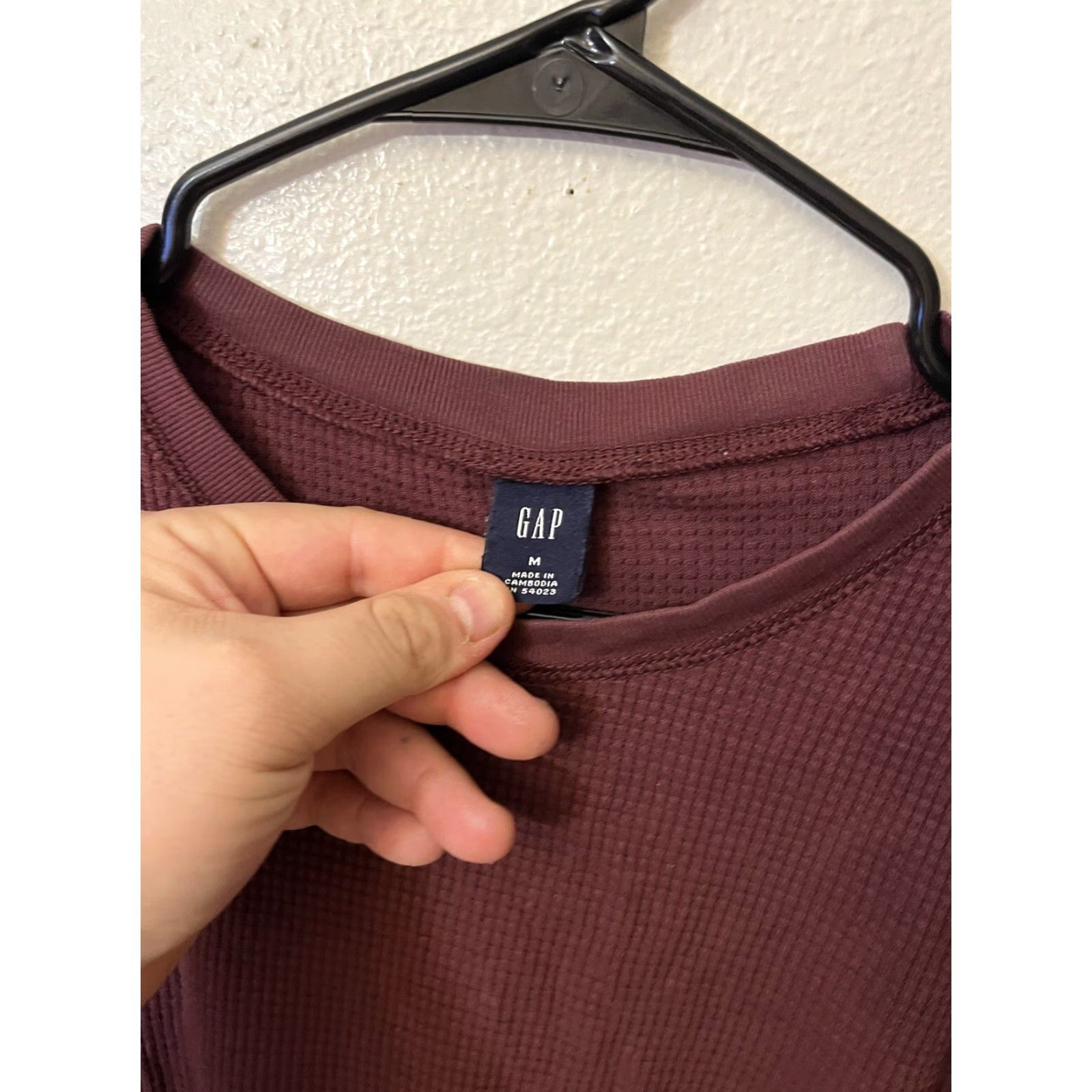 Gap Gap Mens Waffle Knit Thermal Shirt Size M Long Sleeve Maroon Y2K Classic Fit Size US M / EU 48-50 / 2 - 2 Thumbnail