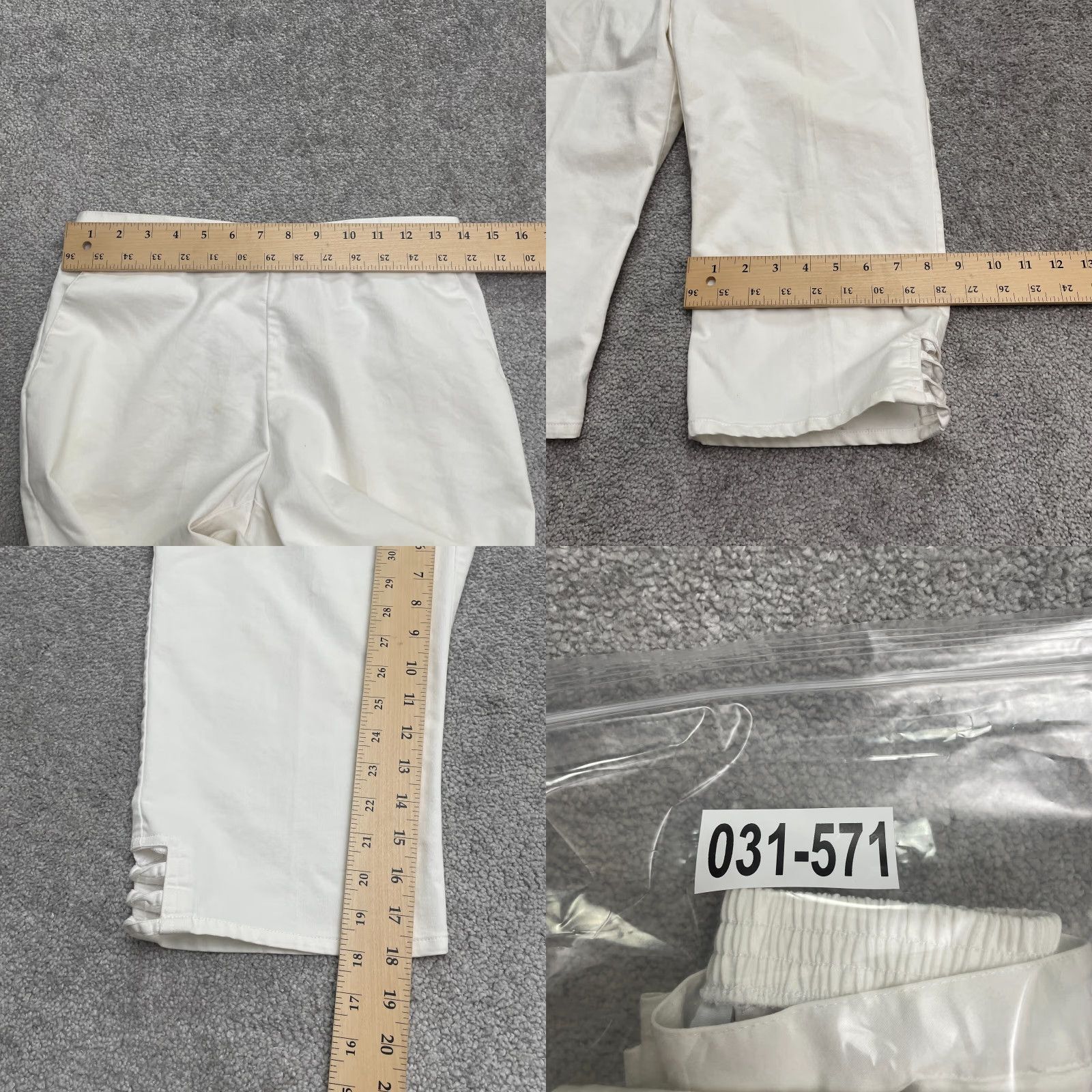 Vintage Alfred Dunner Cropped Pants Womens 6 Petite White High Rise Elastic Pocket 28x18 Size 28" / US 6 / IT 42 - 9 Thumbnail